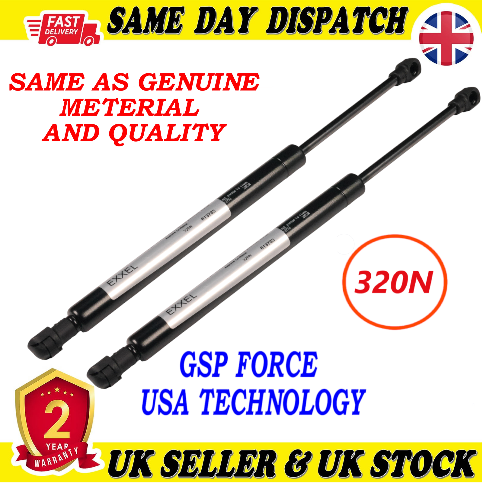 2X TAILGATE BOOT GAS STRUTS 320 Newton FOR BMW 3 (E46) APINA B3 (E46) 51248220075
