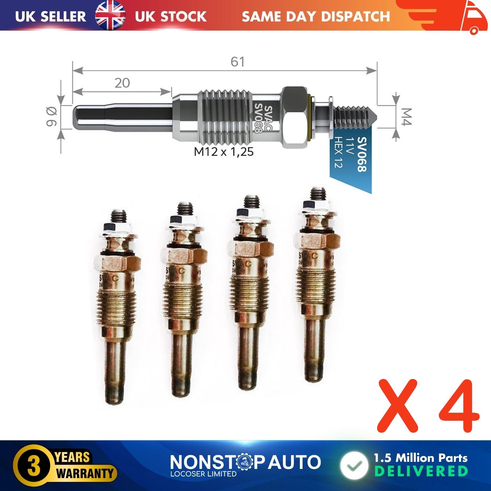4X Glow Plugs For NISSAN Bluebird 2.0 D Laurel 2.8 D M816732