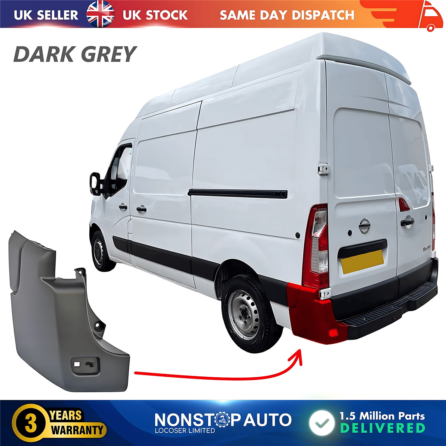 Rear Bumper Corner End Left For NISSAN NV400 2010 on 851210001R