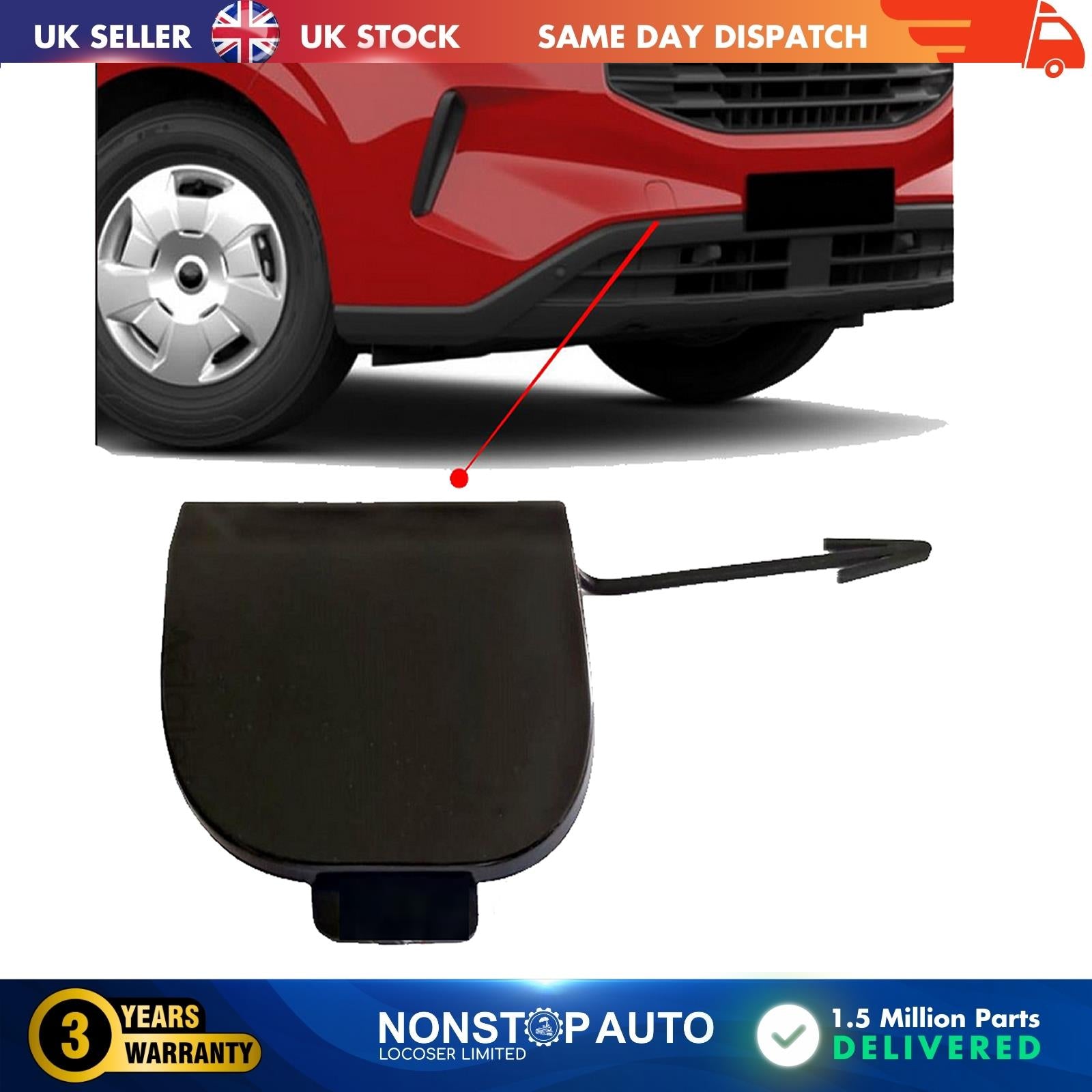 FRONT BUMPER TOW EYE COVER BLACK FOR FORD TRANSIT CUSTOM
