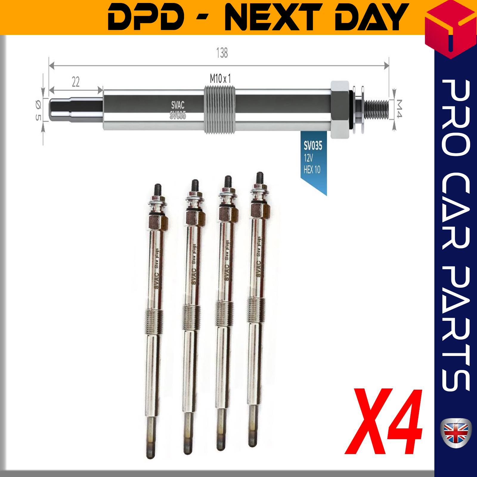 4 X CATERPILLAR PERKINS 1103-1104 Glow Plug