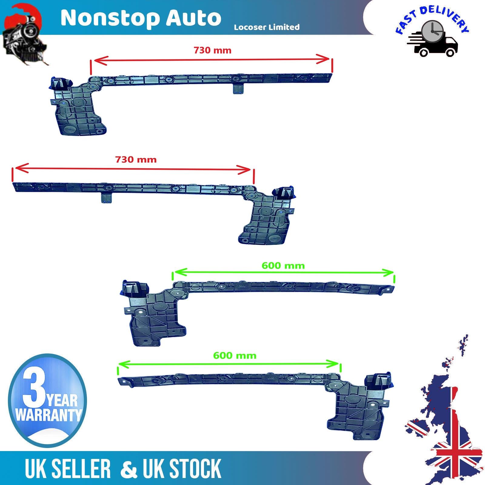 4X Rear R+L bumper Bracket Short and Long For FORD Transit 2013 on