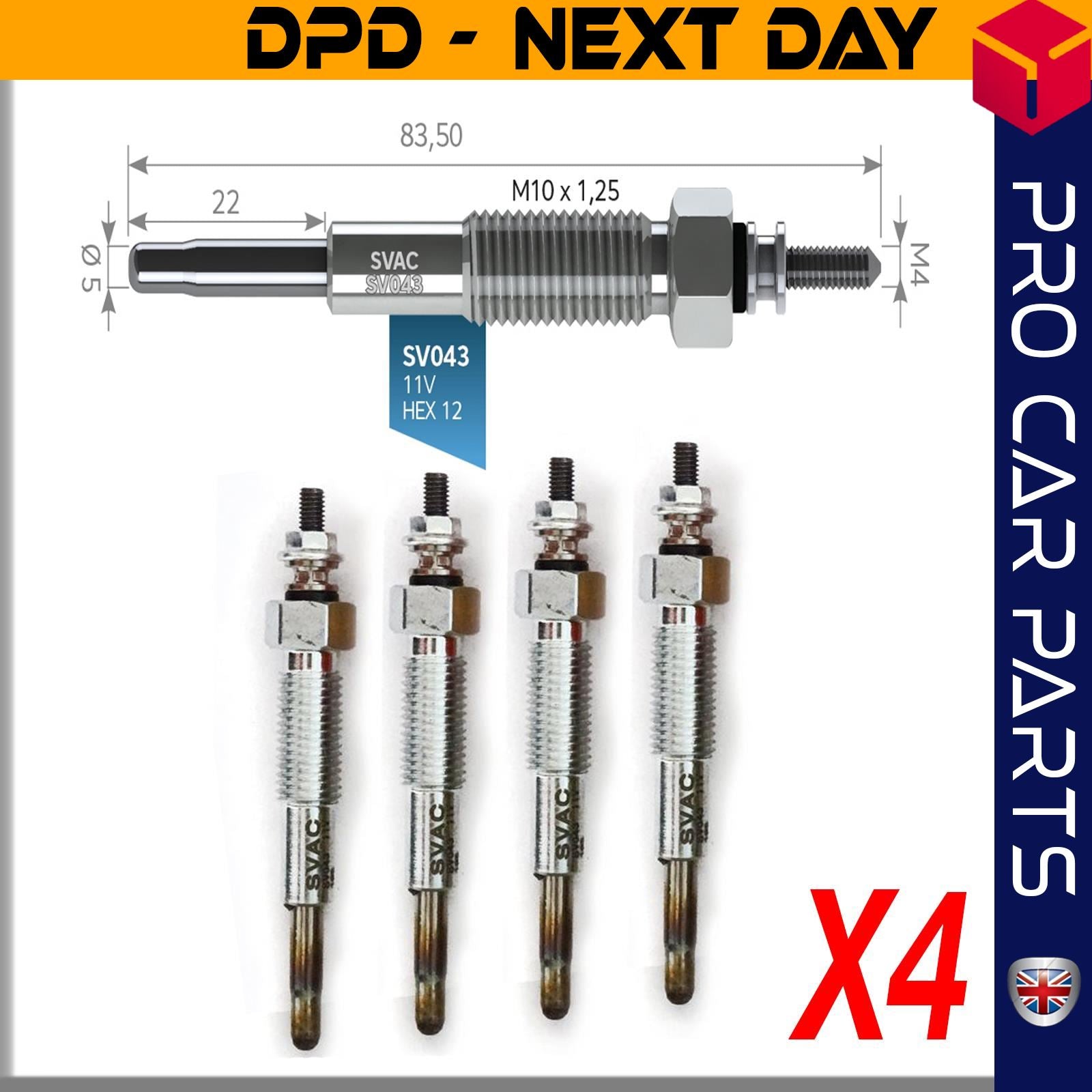 4X GLOW PLUG fits KIA BESTA K2700 BONGO PREGIO 2.7 D 
