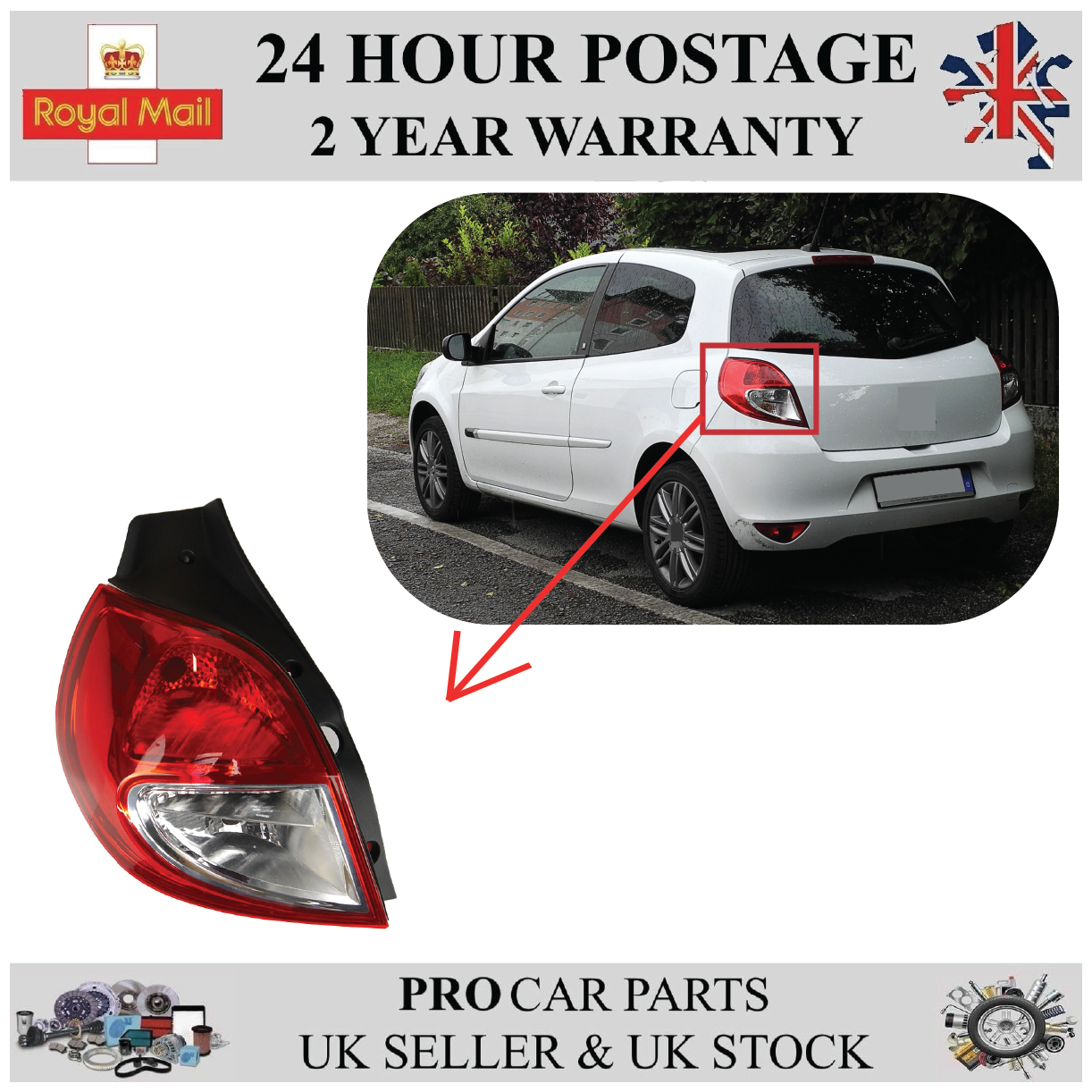Rear Tail Light Lamp Left Side for RENAULT Clio MK3 8200886944