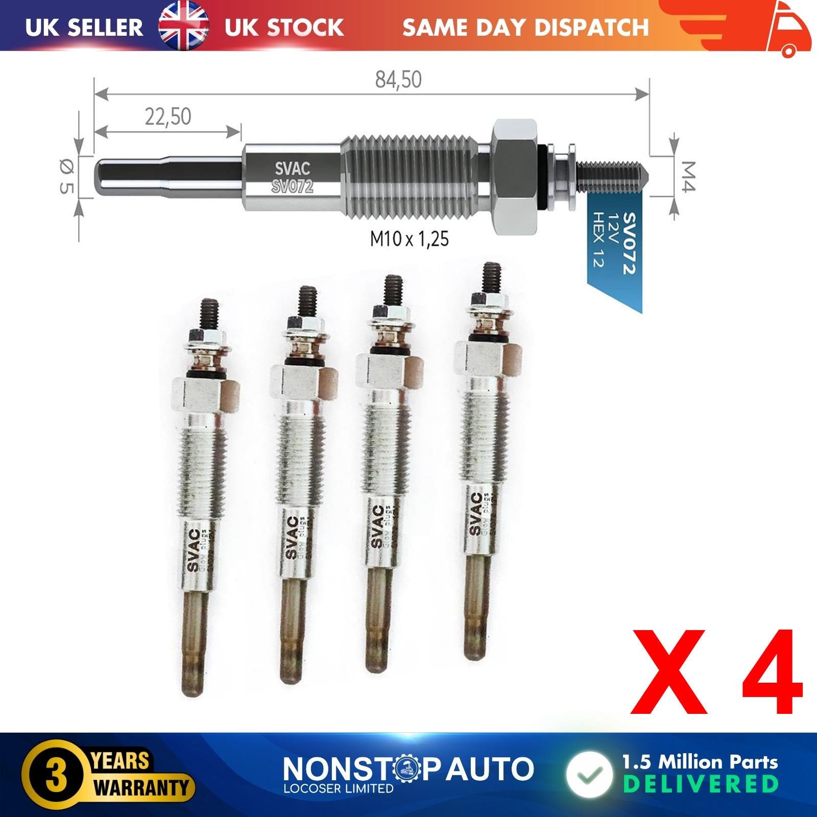 4X Glow Plugs For ASIA MOTORS Rocsta Open Off-Road 2.2 D 135318140A