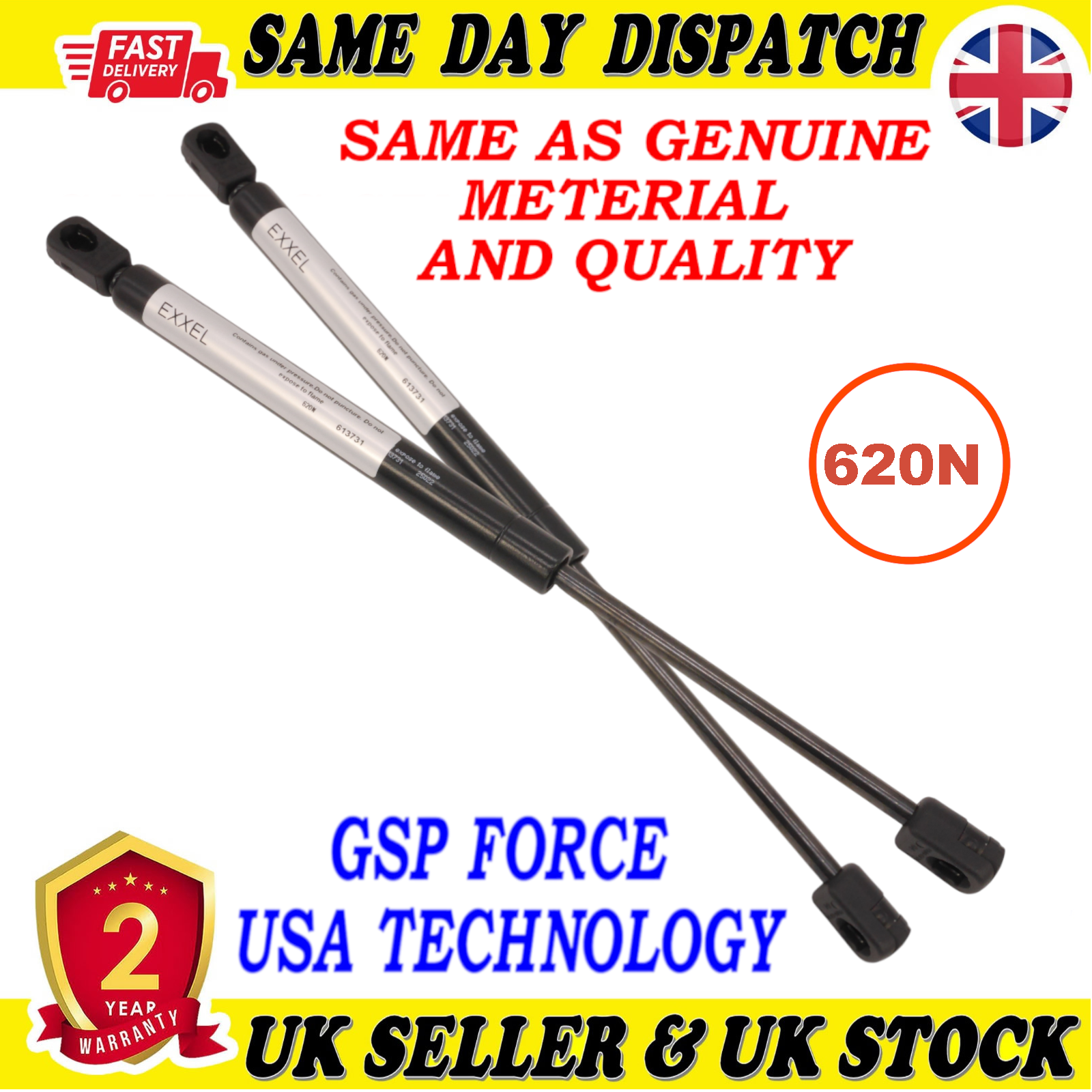 2X TAILGATE BOOT GAS STRUTS 620 Newton FOR ALFA ROMEO 156 60664833