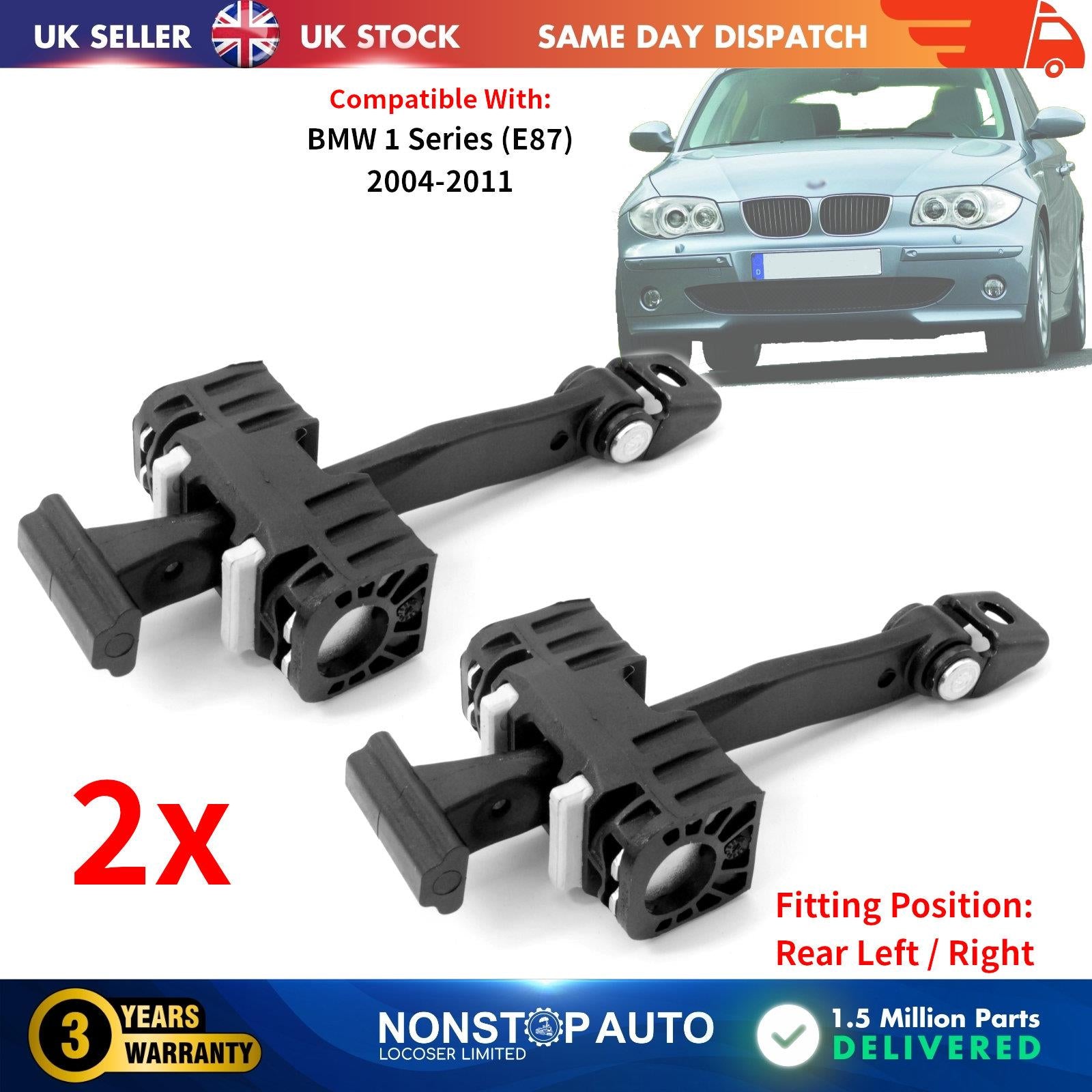 2X Rear Door Hinge Check Strap Stopper Limiter Left Right For BMW 1 Series E87 2004 - 2011 51227176810