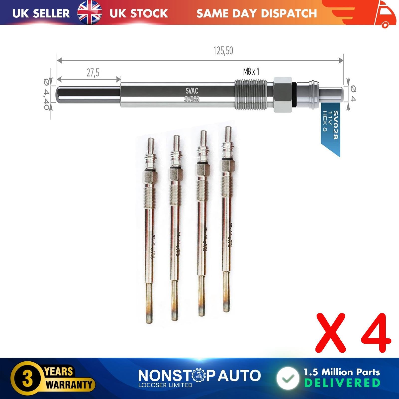 4X Glow Plugs For SUZUKI SX4 1855073J01