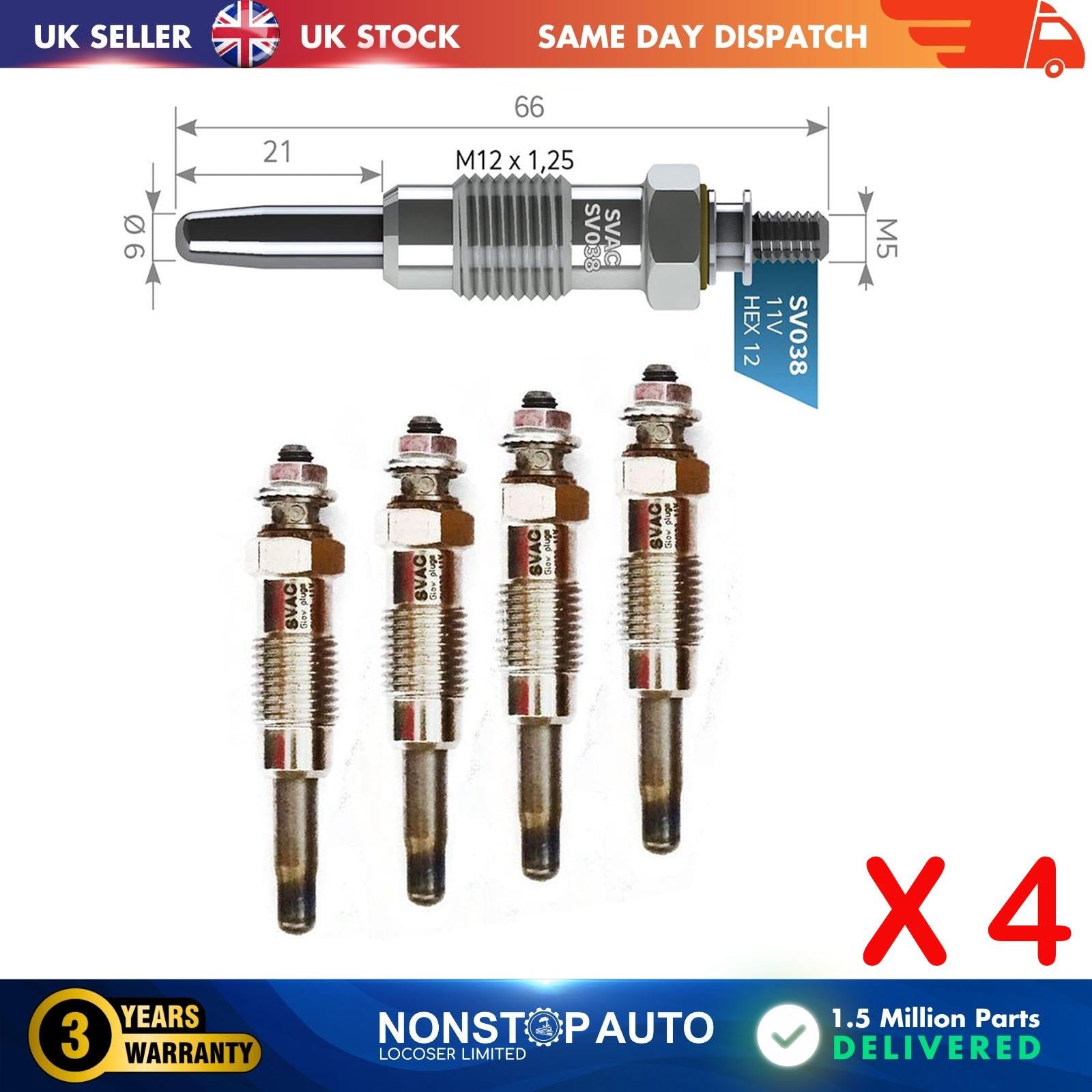4X Glow Plugs For LANCIA Kappa 2.4 TDS 89FF6M090AA