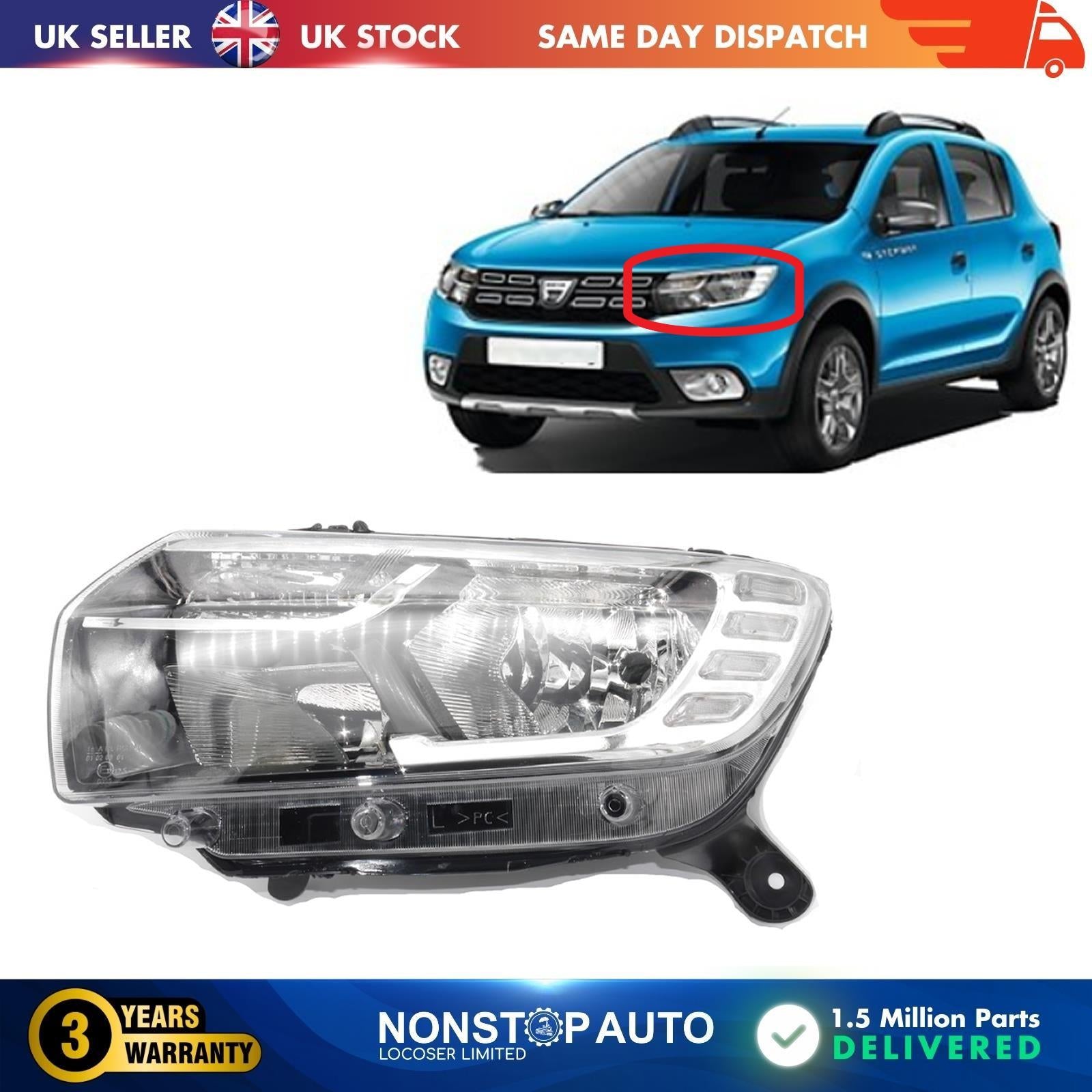 LEFT HEADLIGHT FOR DACIA LOGAN II SANDERO II 260605665R