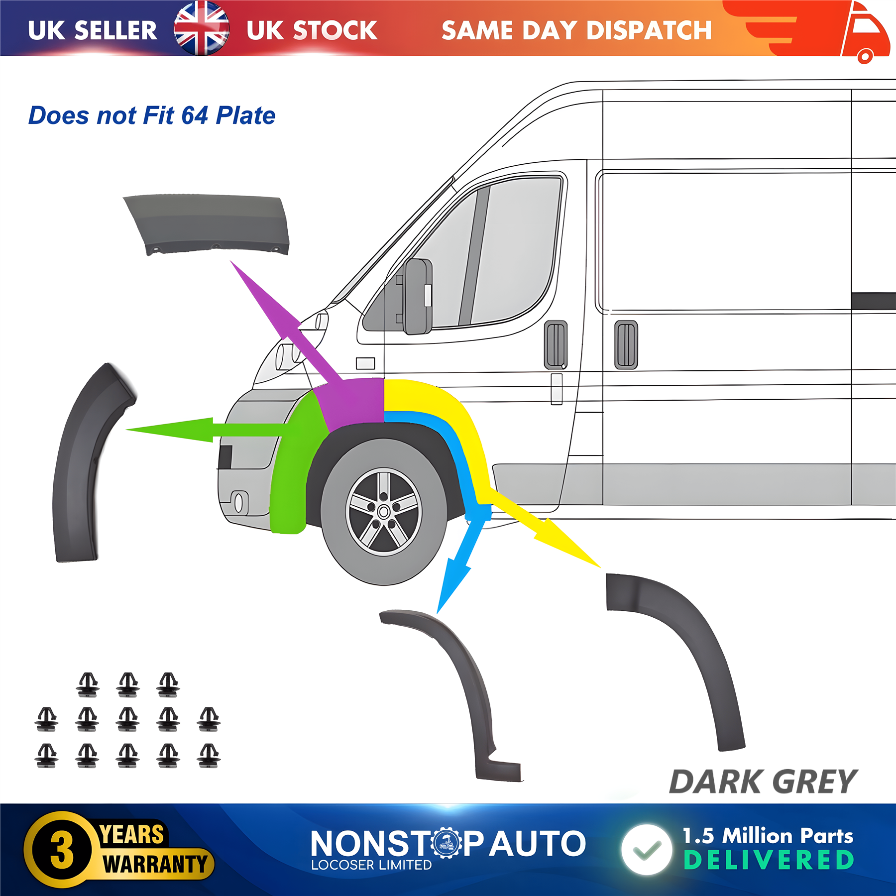 4X Wheel Arch Trim Moulding Front Left Set For CITROEN Relay PEUGEOT Boxer FIAT Ducato 2006-2014