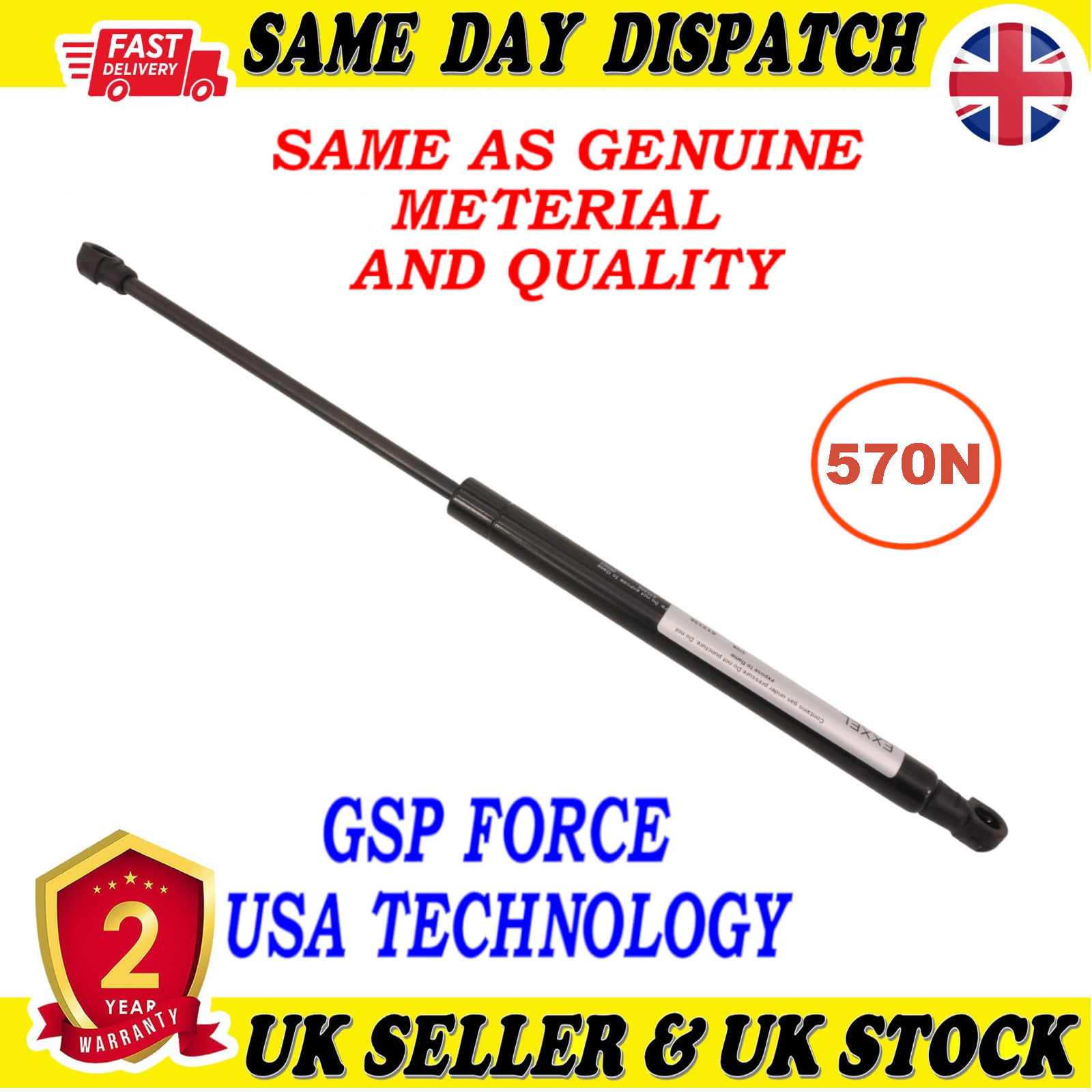 TAILGATE BOOT GAS STRUTS 570 Newton FOR RENAULT CLIO IV 654701210R