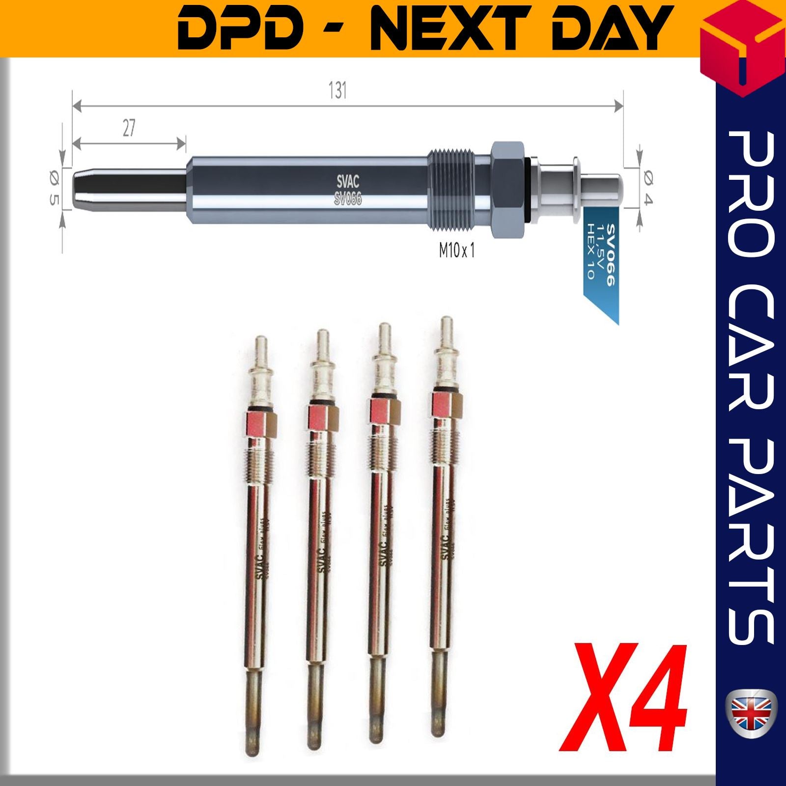 4X GLOW PLUG fits CHRYSLER PT CRUISER 2.2 CRD 