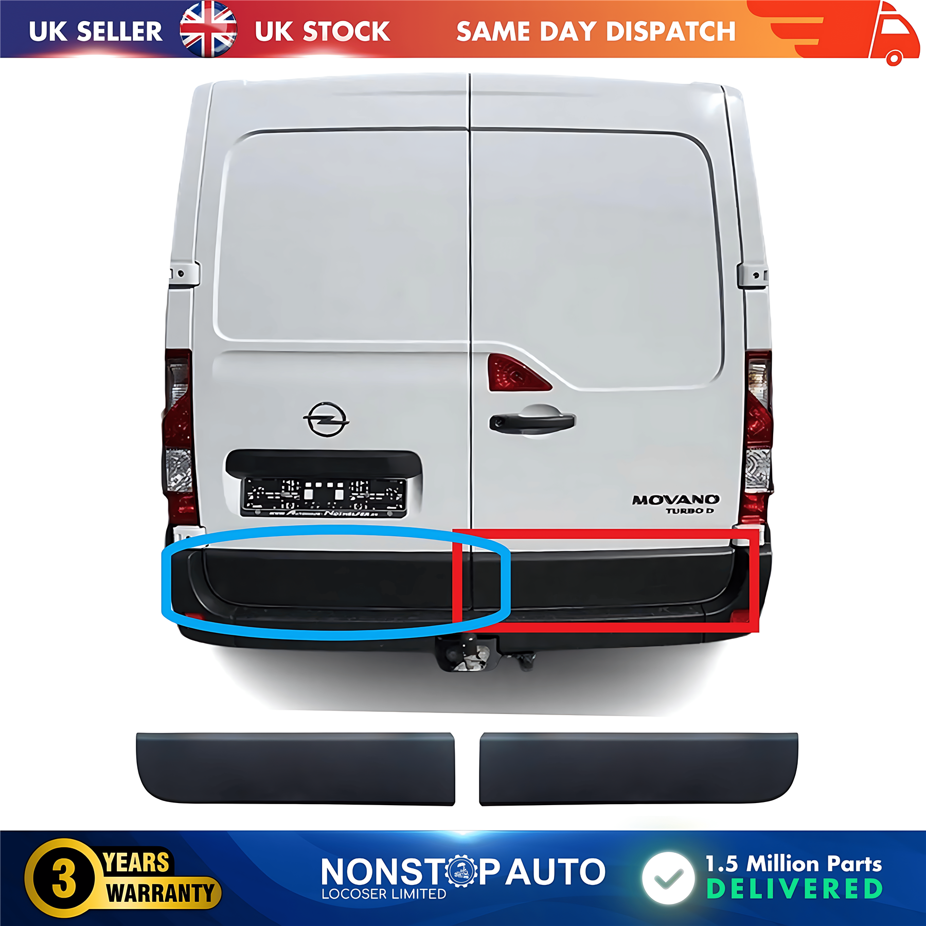 2X Rear Door Moulding Panel Trim L+R For VAUXHALL Movano B 908510003R 908520001R