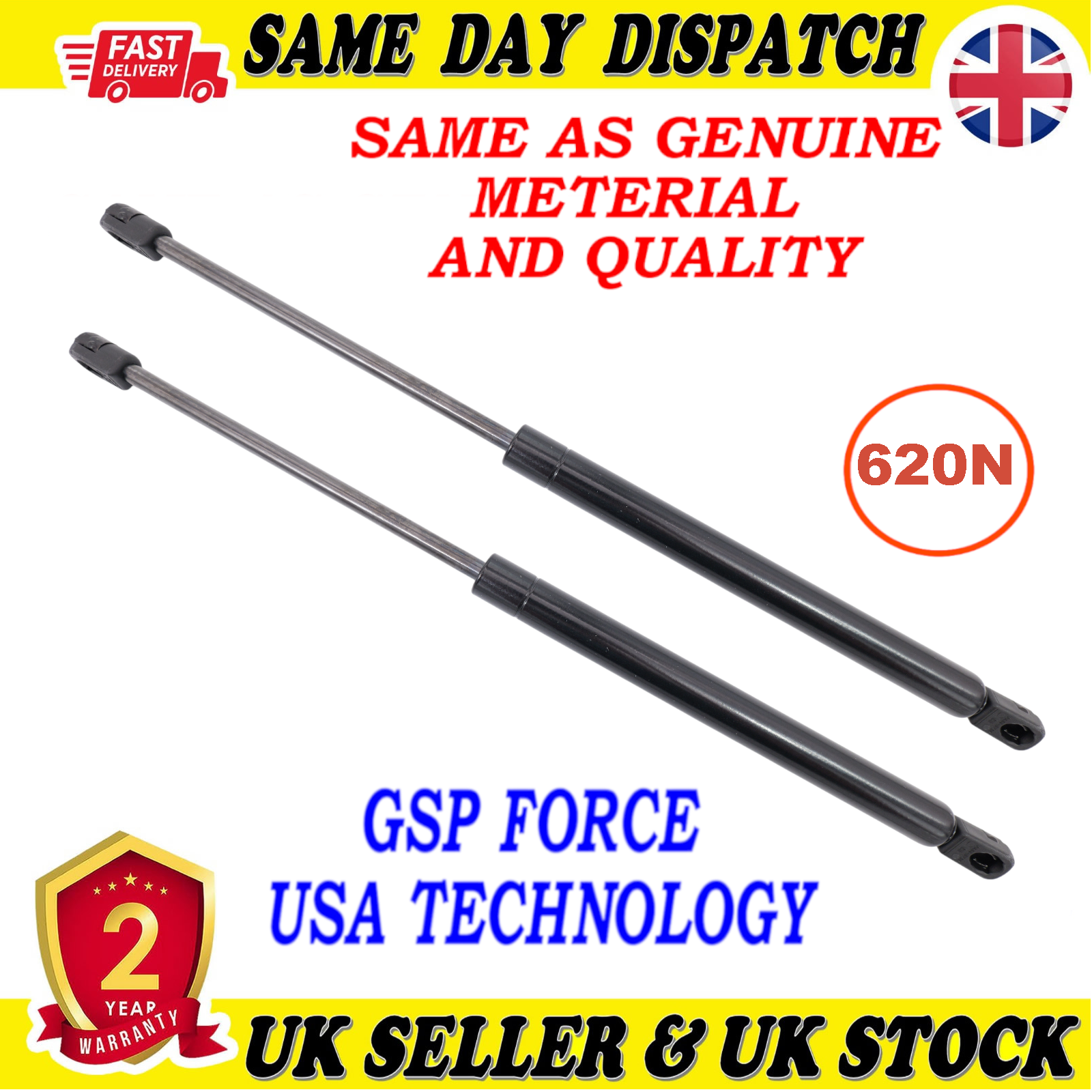 2X TAILGATE BOOT GAS STRUTS 620 Newton FOR RENAULT CAPTUR
