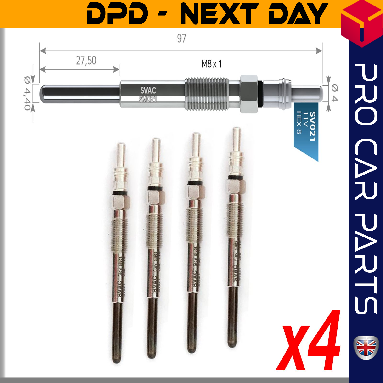 4 X CITROEN C-CROSSER-C5-C6-C8 2.2 HDI / MITSUBISHI OUTLANDER 2.2 DI-D 4WD / PEUGEOT 407-607-807-4007 2.2 HDI Glow Plug