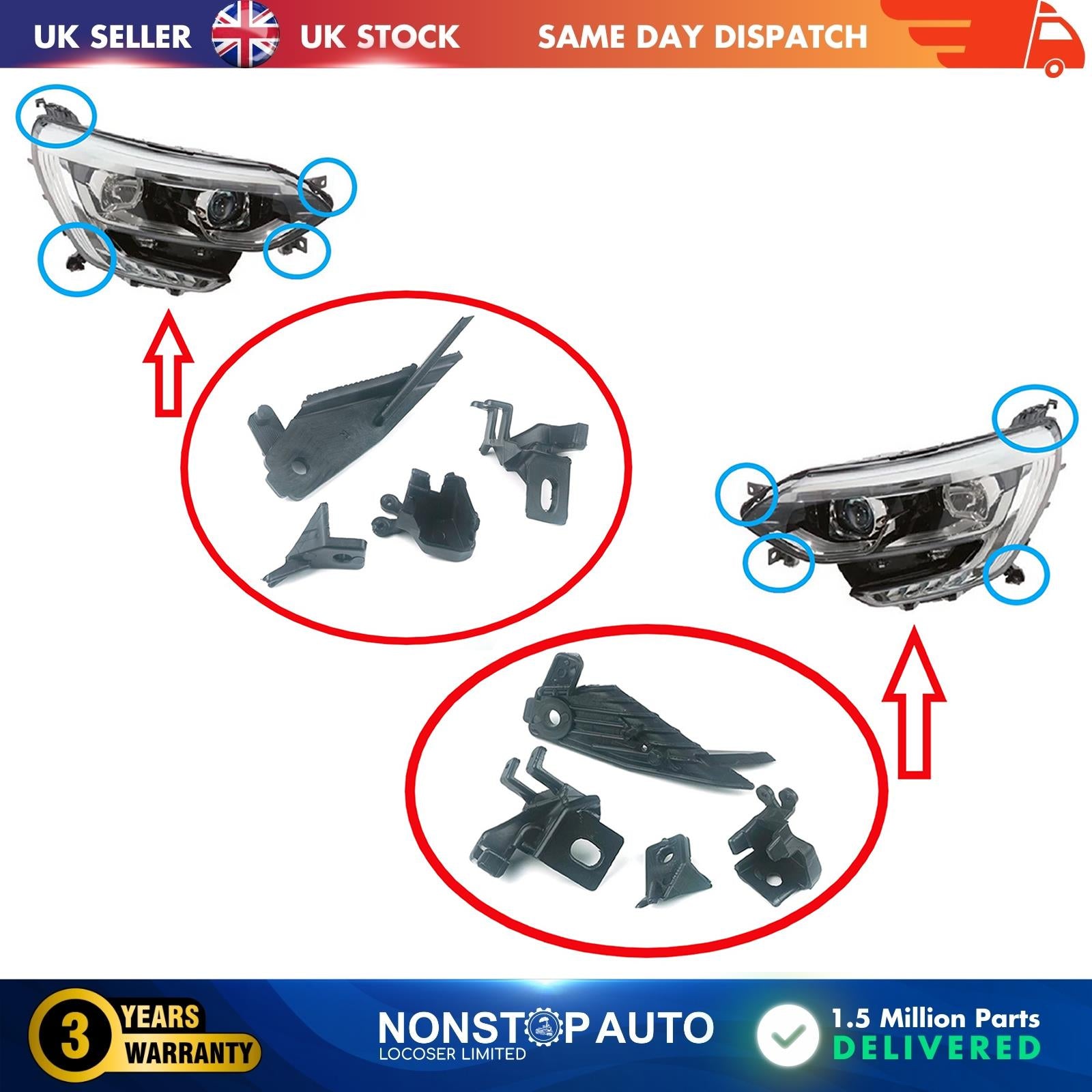 2X Headlight Repair Kit Bracket Mount Clips L and R For RENAULT Megane MK4