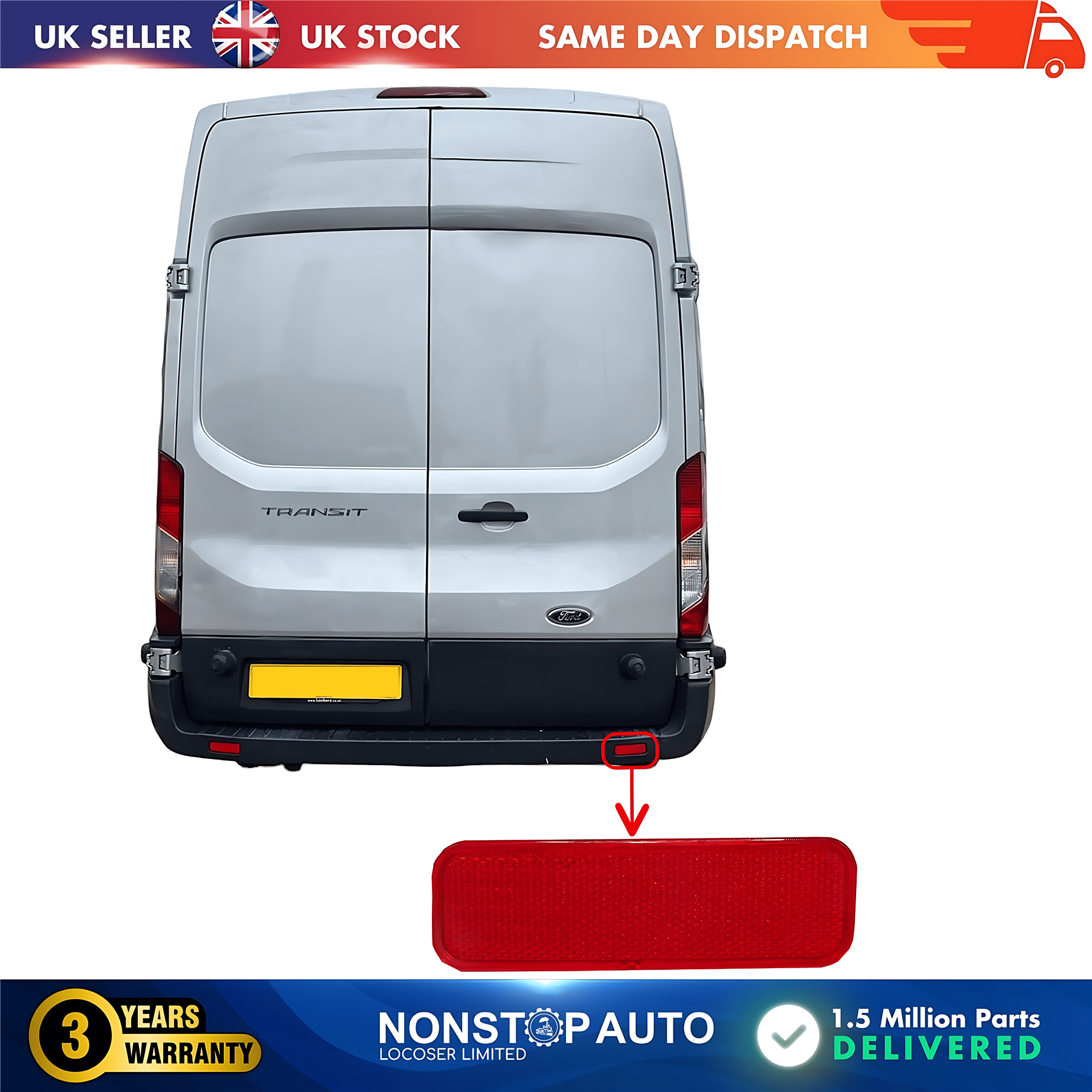 Rear Bumper Reflector Right For FORD Transit Tourneo Connect Custom 1778457