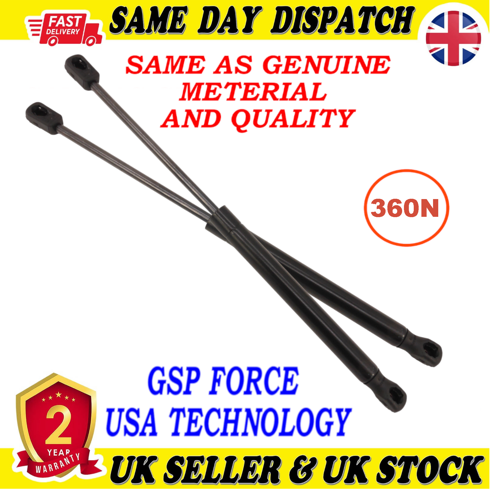 2X TAILGATE BOOT GAS STRUTS 360 Newton FOR HYUNDAI 811613Z000