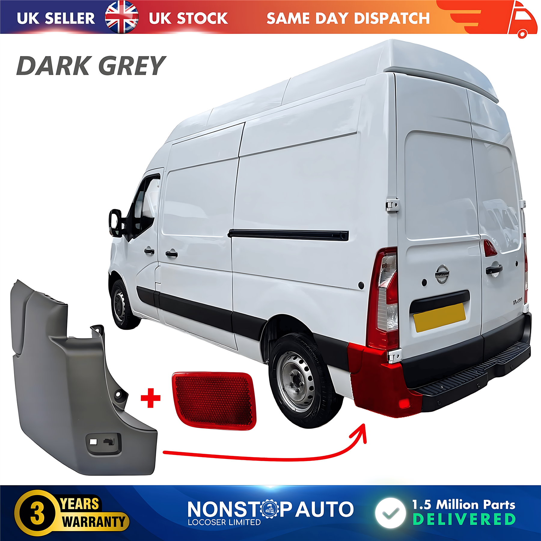 Rear Bumper Corner End and Reflector Left For NISSAN NV400 2010 on 851210001R