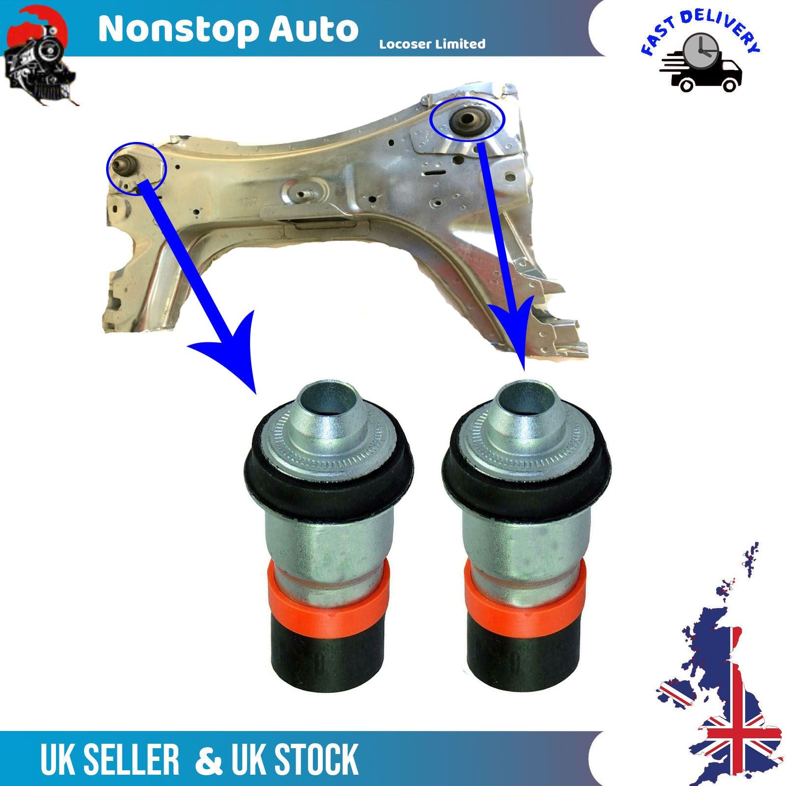 2 X Front Subframe Bushes Renault Megane Mk2 Scenic Mk2 Clio Mk3 Modus Nissan Tiida Note Mk1 8200742906