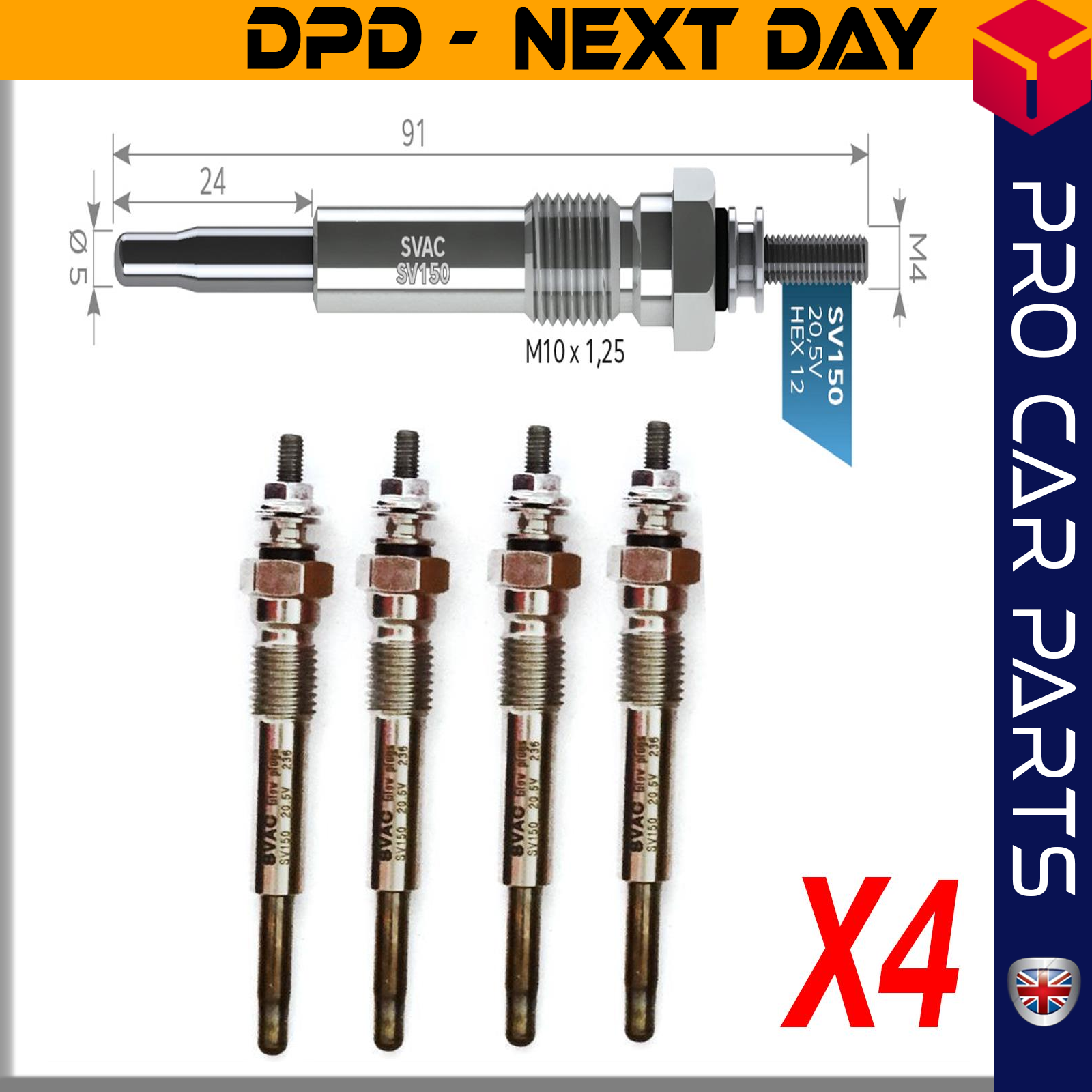4 X ISUZU ELF 155-253-254-256-350 Glow Plug