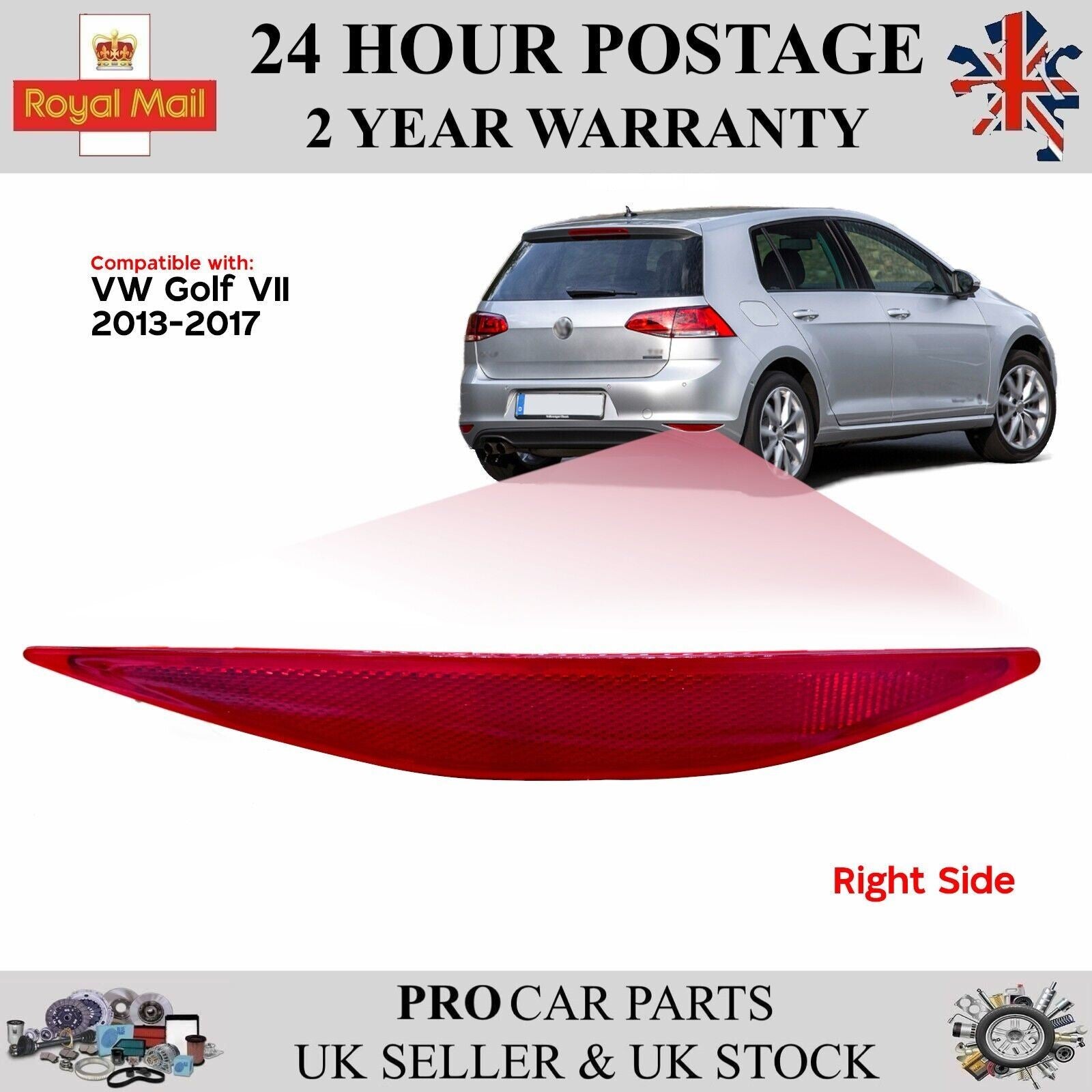 REAR BUMPER REFLECTOR RIGHT SIDE FOR VW GOLF MK7 2013-2017 5G0945106