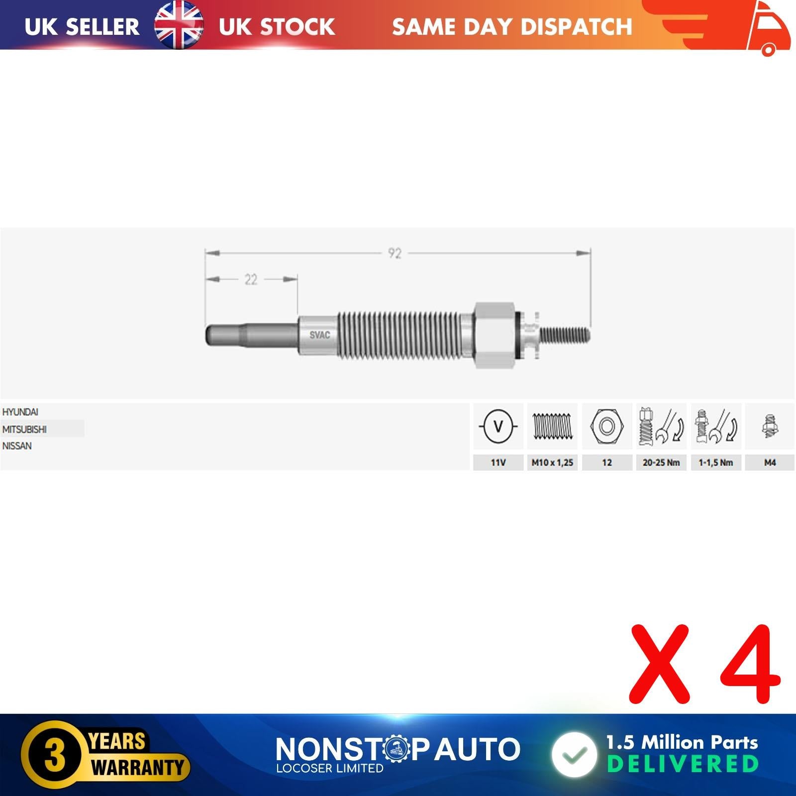 HYUNDAI H 100 E.M 12V / KIA K2500-PREGIO-BONGO 2.5 / MITSUBISHI COLT 1.8D-L200-L300-SIGMA 2.3-2.5 D / NISSAN E20-E23-E24-P.FINDER-PICK-UP2.3-2.5-2.7 D
