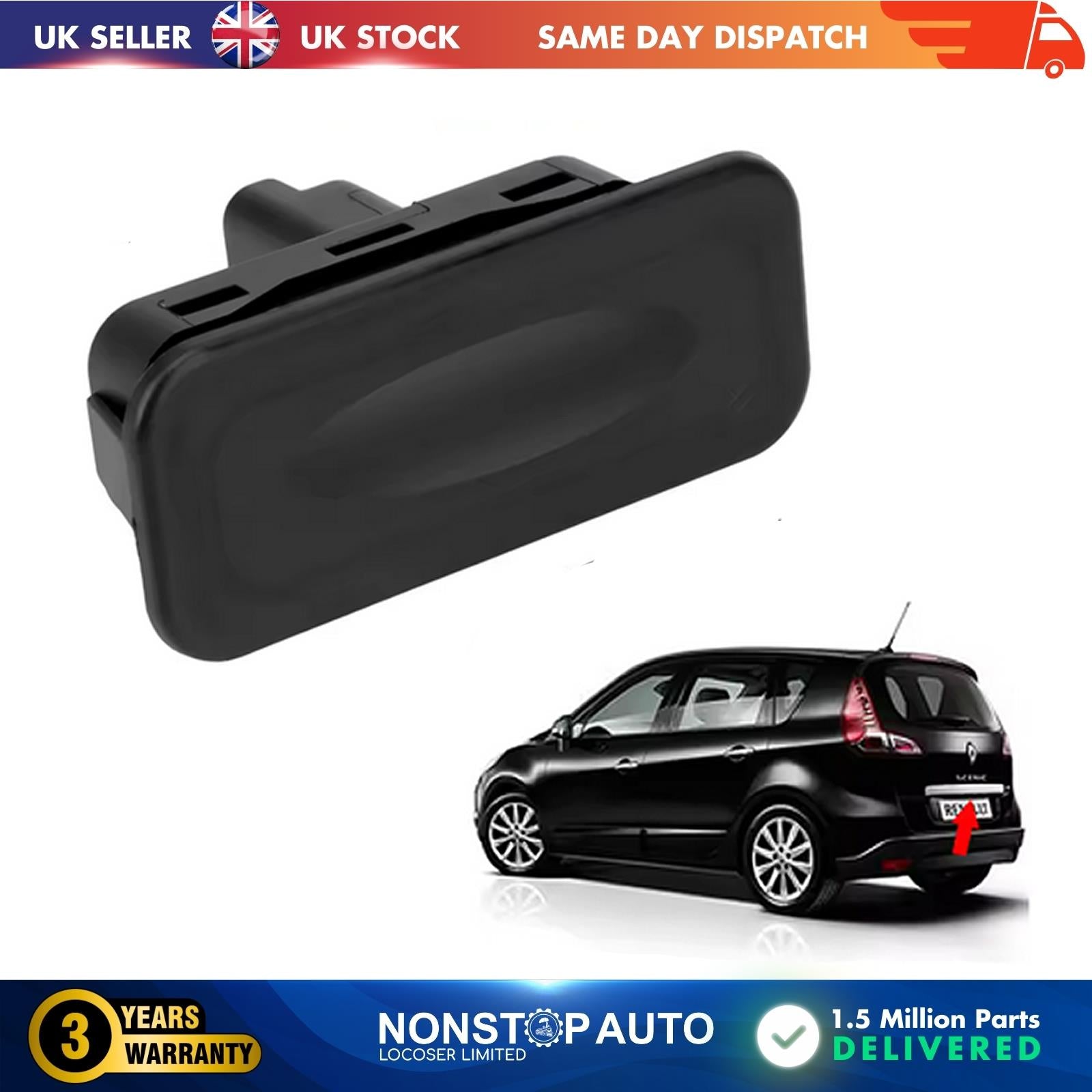 TAILGATE BOOT LID HANDLE RELEASE SWITCH BUTTON FOR RENAULT CAPTUR CLIO MODUS FLUENCE TWINGO GRAND SCENIC KANGOO LAGUNA LATITUDE MEGANE MODUS SAFRANE SCENIC WIND ZOE OEM 8200076256
