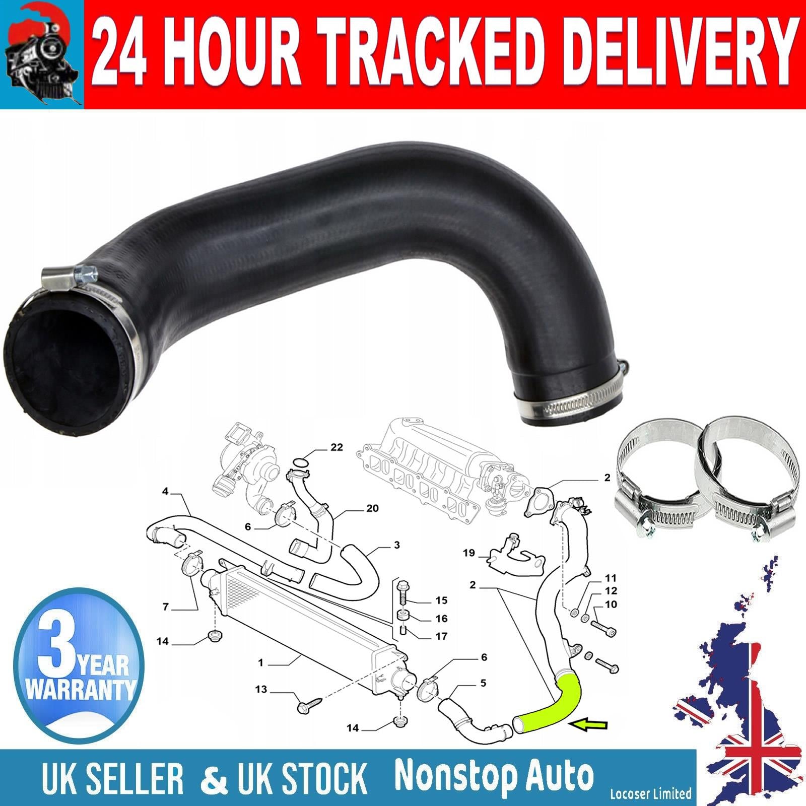 TURBO INTERCOOLER  HOSE PIPE FOR FIAT BRAVO II LANCIA DELTA III 1.6 D Multijet 51821514