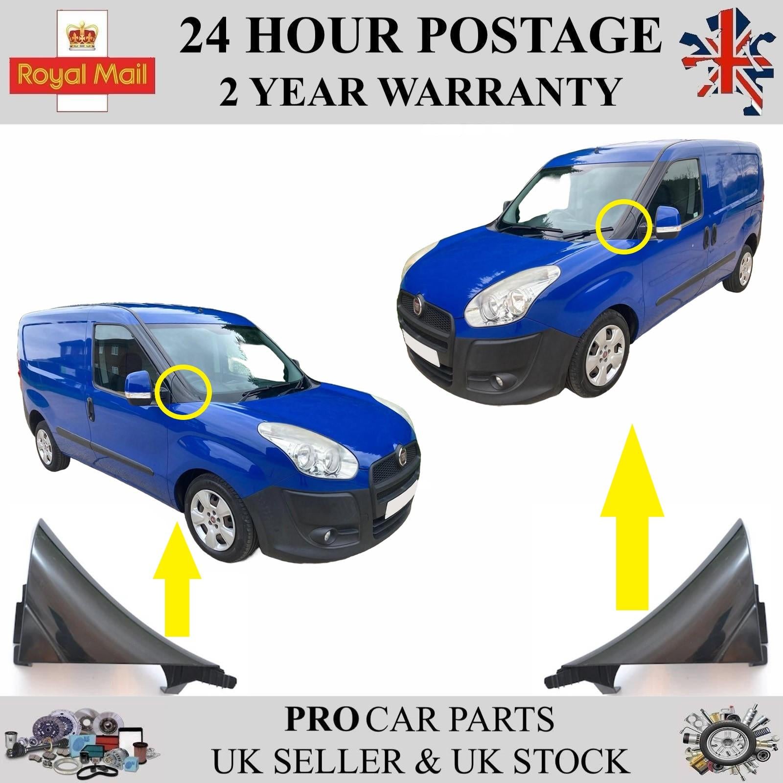 2X Triangle Door Mirror Moulding Panel Left and Right For FIAT Doblo 2010-2022 735498423 735498422