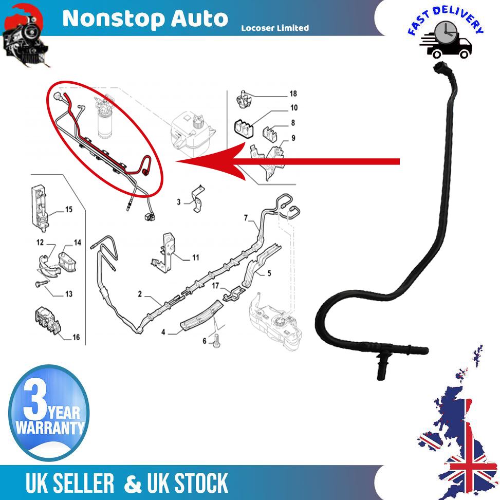 fuel injector Return Pipe Fits FIAT DOBLO 1.3 JTD 51783277