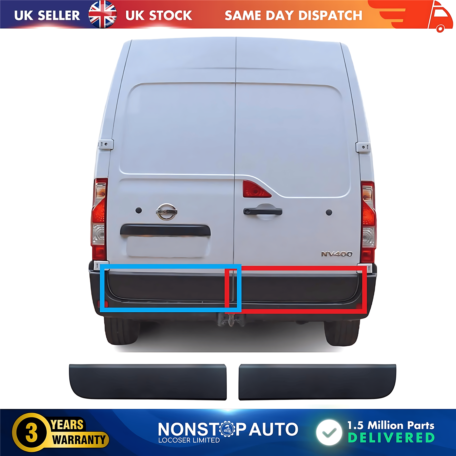 2X Rear Door Moulding Panel Trim L+R For NISSAN NV400 908510003R 908520001R