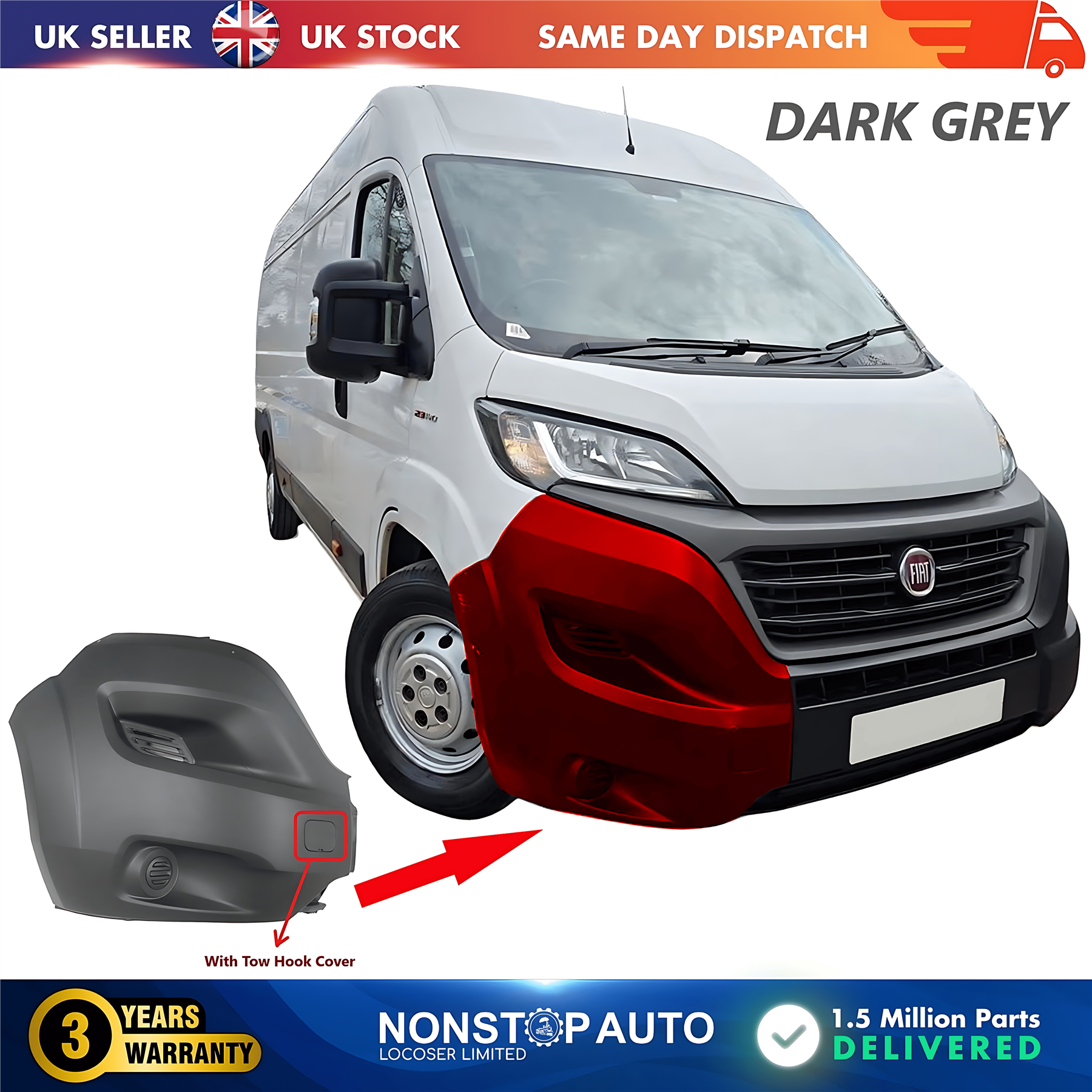 Front Bumper Corner Cap Right No Fog Hole For FIAT Ducato 2014 on 1612473180