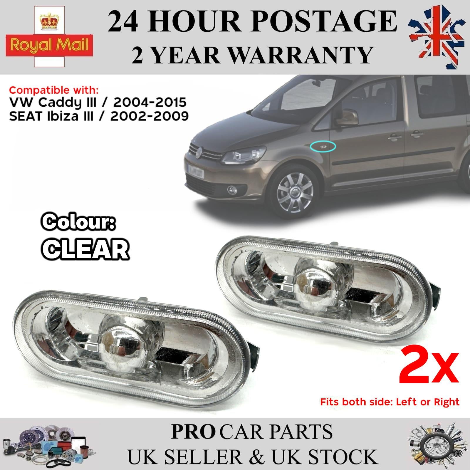 2x Turn Signal Indicator For VW Caddy III SEAT Ibiza III MK3 2K0949117