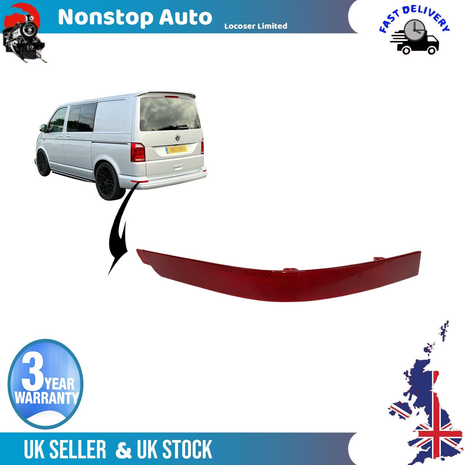 Rear Left Bumper Reflector VW Transporter T6 2015 on 7E0945105D