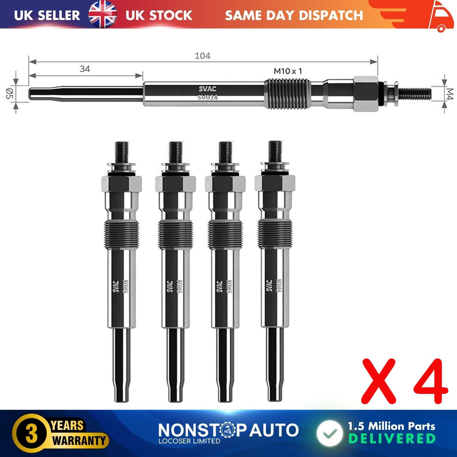 4X Glow Plugs For CITROEN Jumper I 2.5 TDI 5960H6