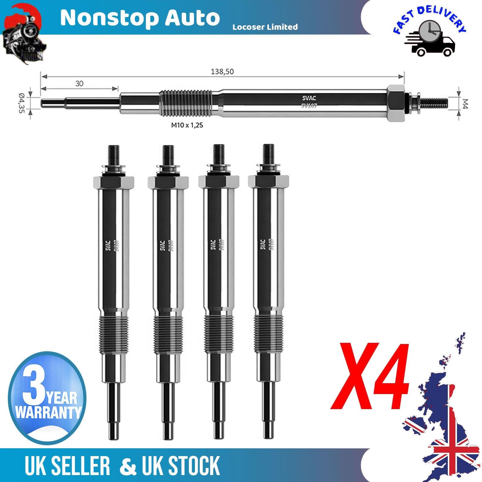 4X Glow Plugs For MAZDA BT-50 2.5 3.0 WE0118601