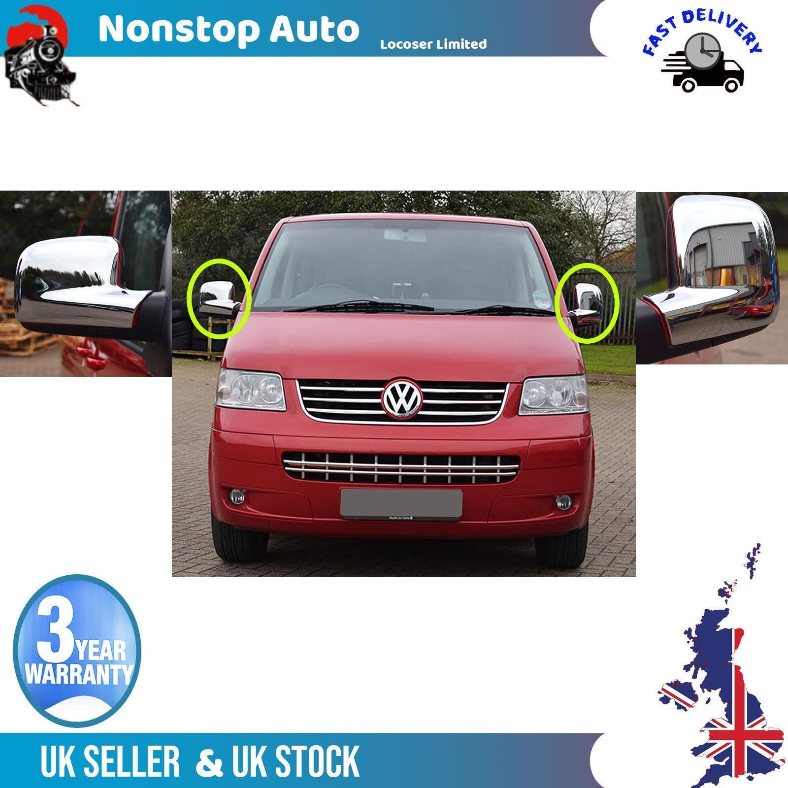 Wing Mirror Caps Chrome Left And Right for VW Transporter T5 Caravelle 03-09