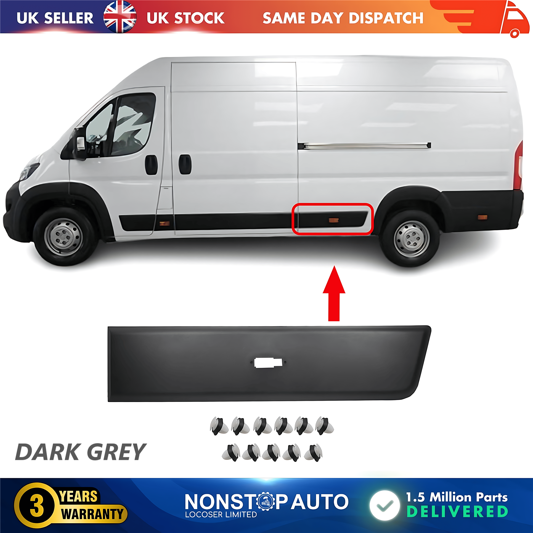 Moulding Trim Panel Rear Left For CITROEN Relay PEUGEOT Boxer FIAT Ducato 2006 on 8547Z1