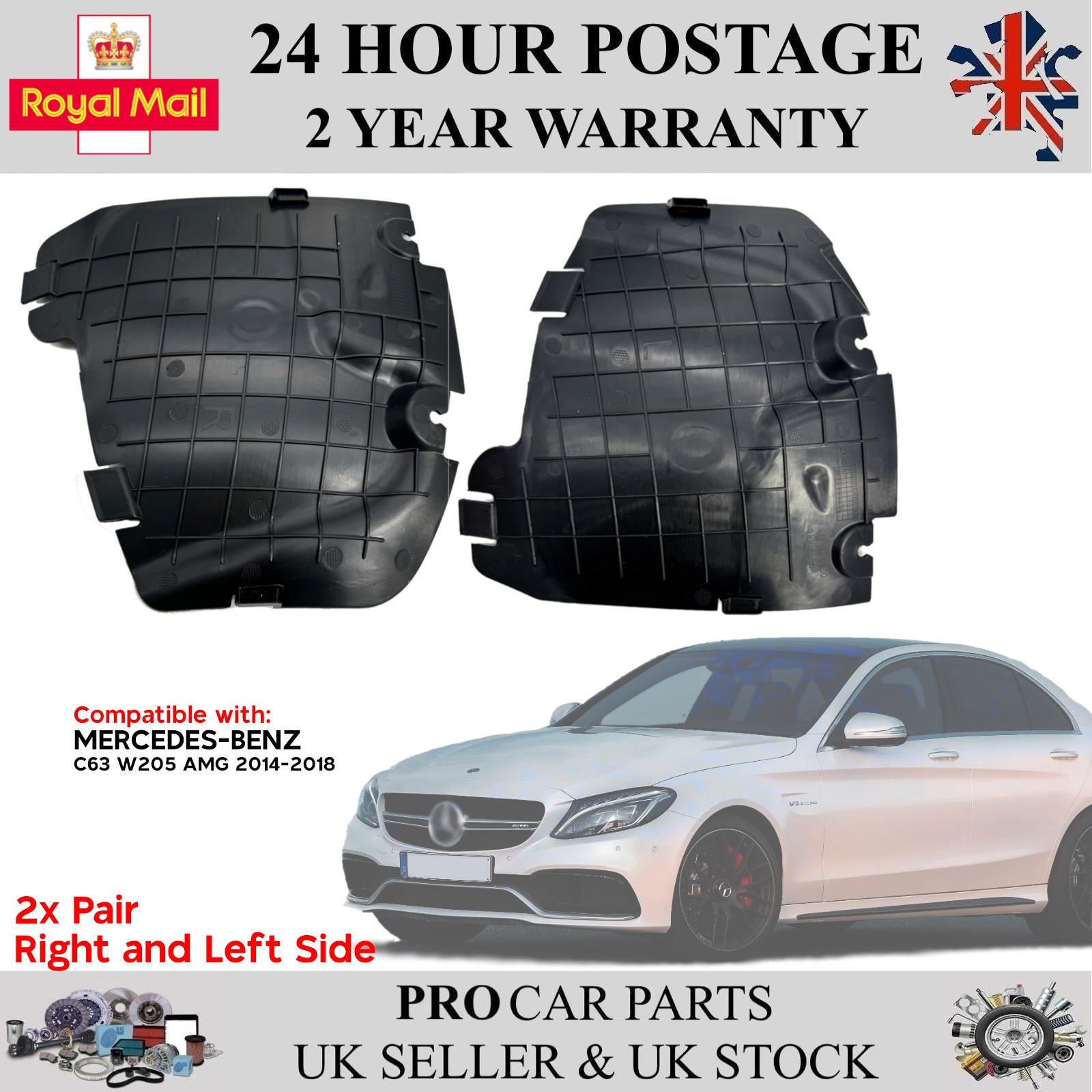2X Front Fender Splash Guard Mud Flaps Left and Right For Mercedes C63 W205 AMG 2014 - 18