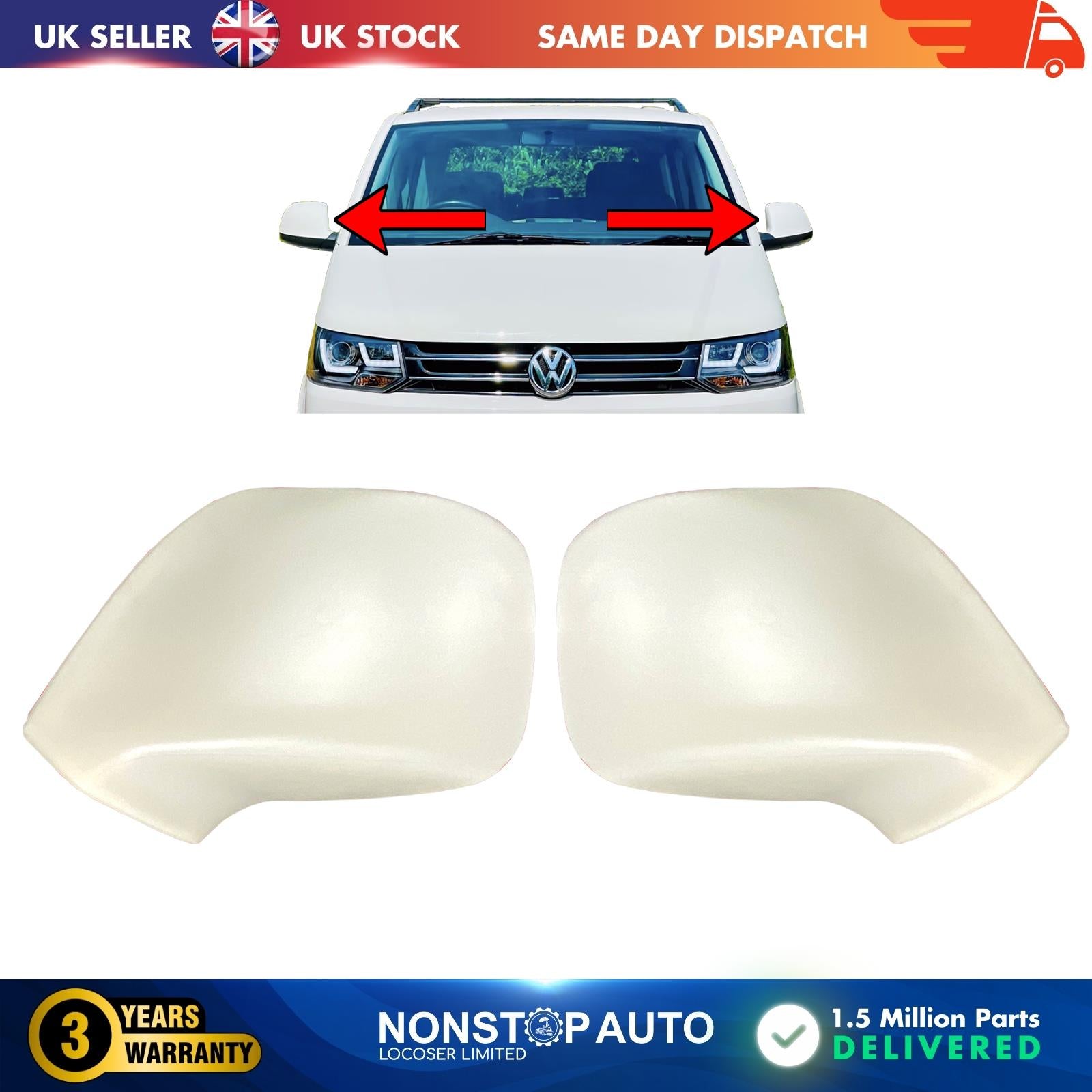 2X DOOR wing mirror cover PAINTABLE FITS VW TRANSPOTER T6 CHASSIS CAREVELLE