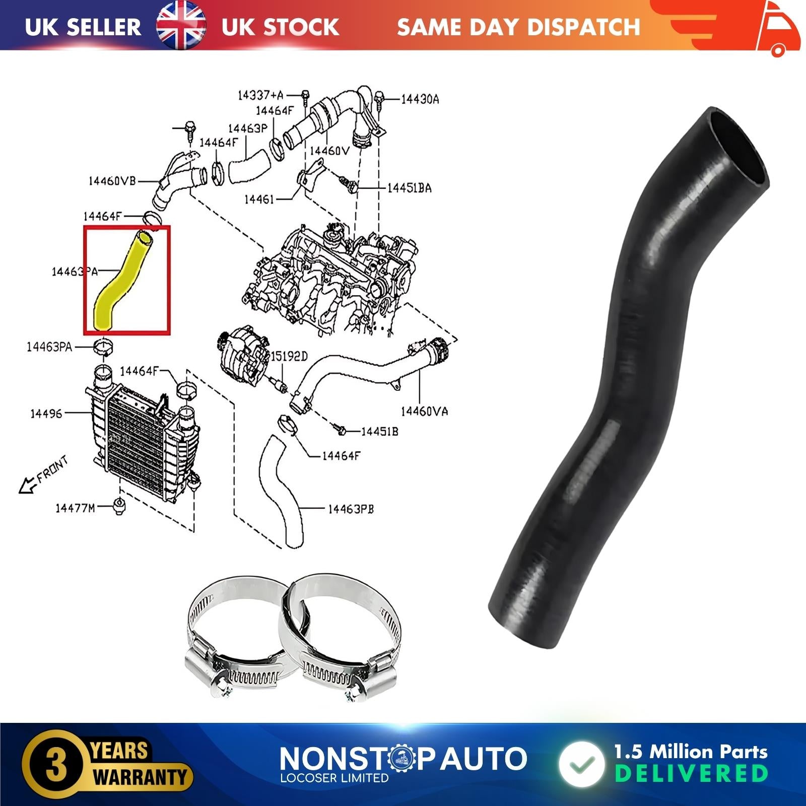 TURBO INTERCOOLER  HOSE PIPE FOR  NISSAN CUBE JUKE NV200 1.5DCI 144631KB0A