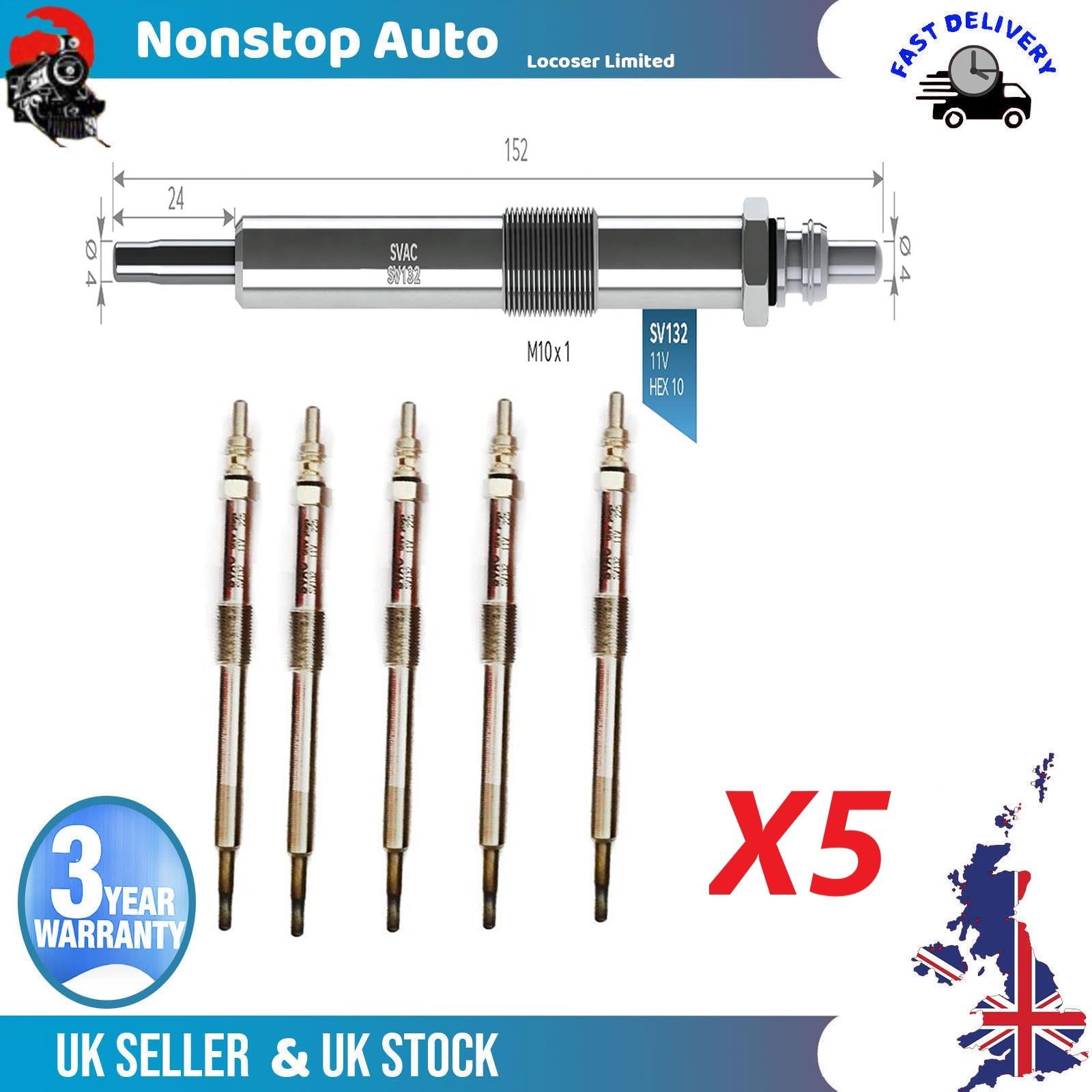 5X Glow Plugs For SSANGYONG Actyon I Kyron Rexton Rodius 6651590201