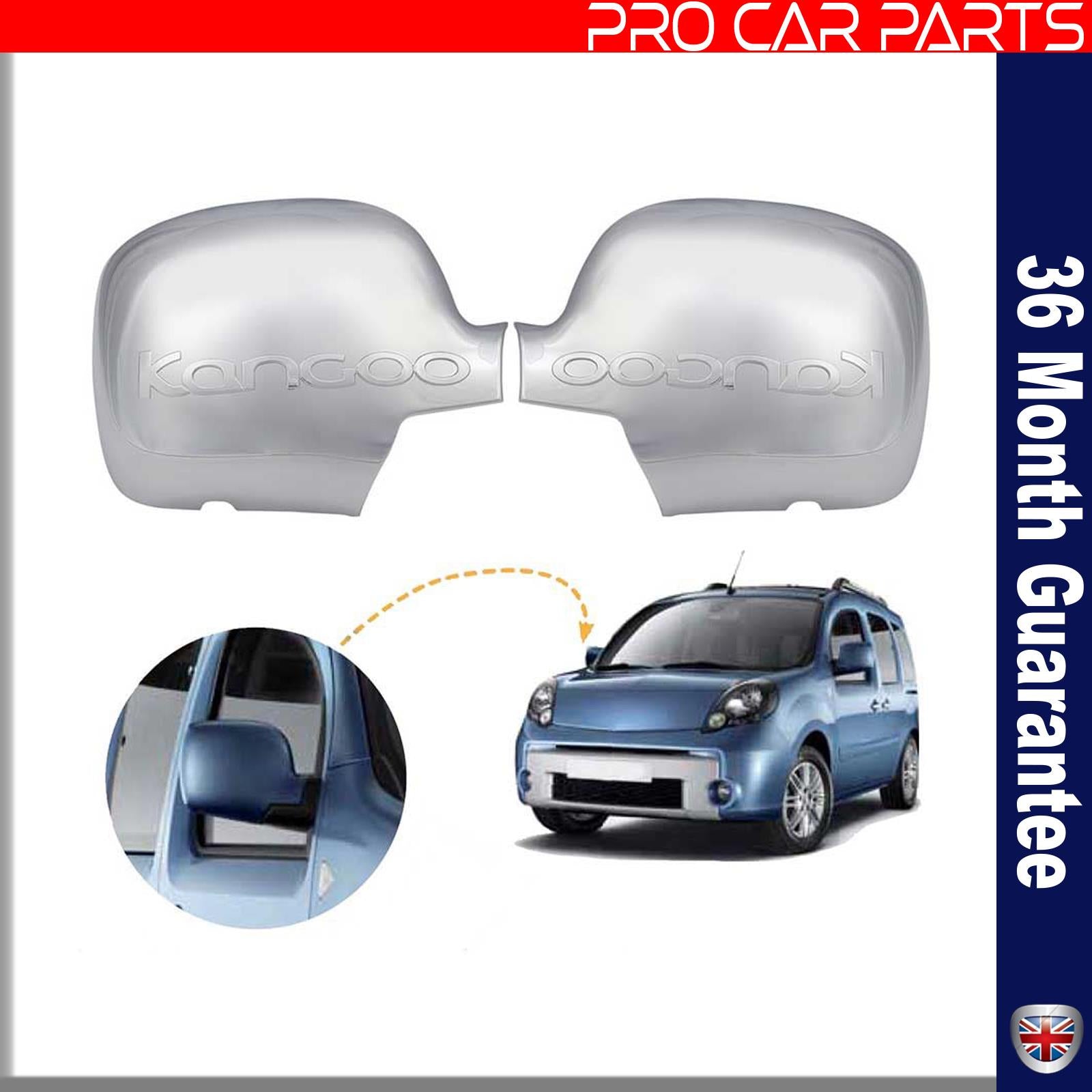 RENAULT Kangoo 08-20 wing mirror cover cap chrome / left&right
