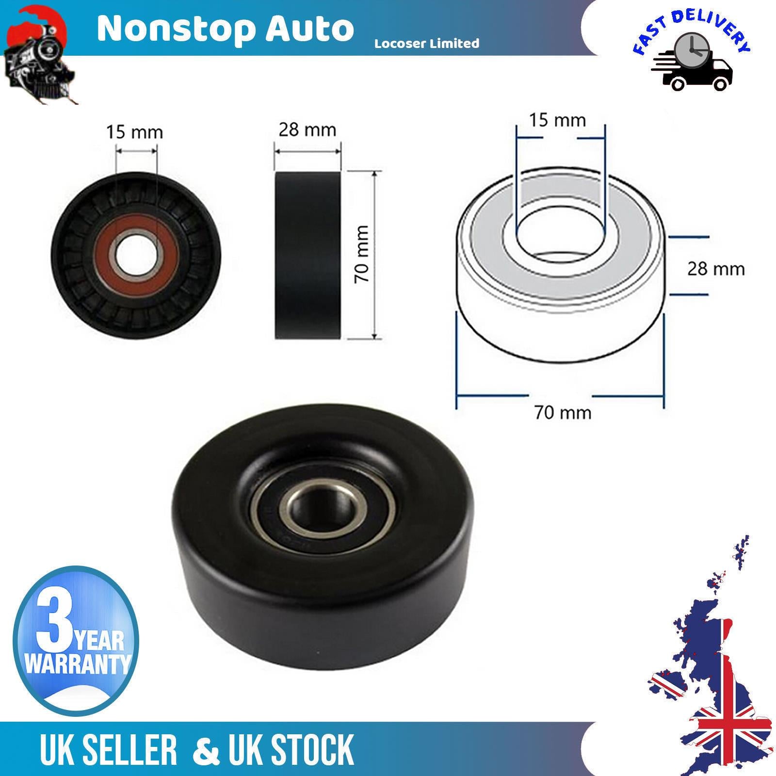 Fan Belt Tensioner Pulley -V- Ribbed Belt Idler For SKODA Roomster 1.4 TDI