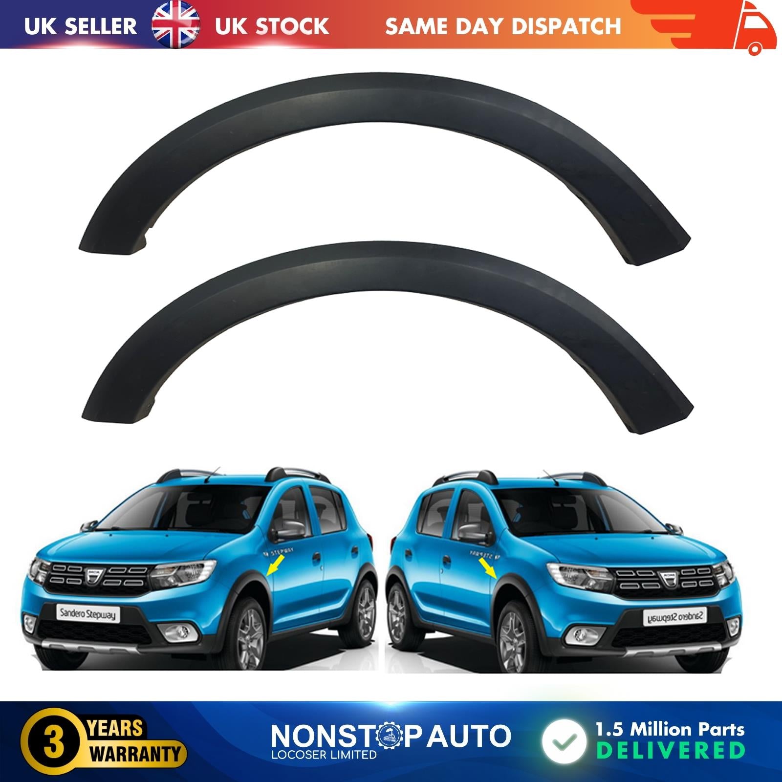 2X FRONT WHEEL ARCH TRIM LEFT AND RIGHT  SIDE  FOR DACIA SADERO II 638751431R
