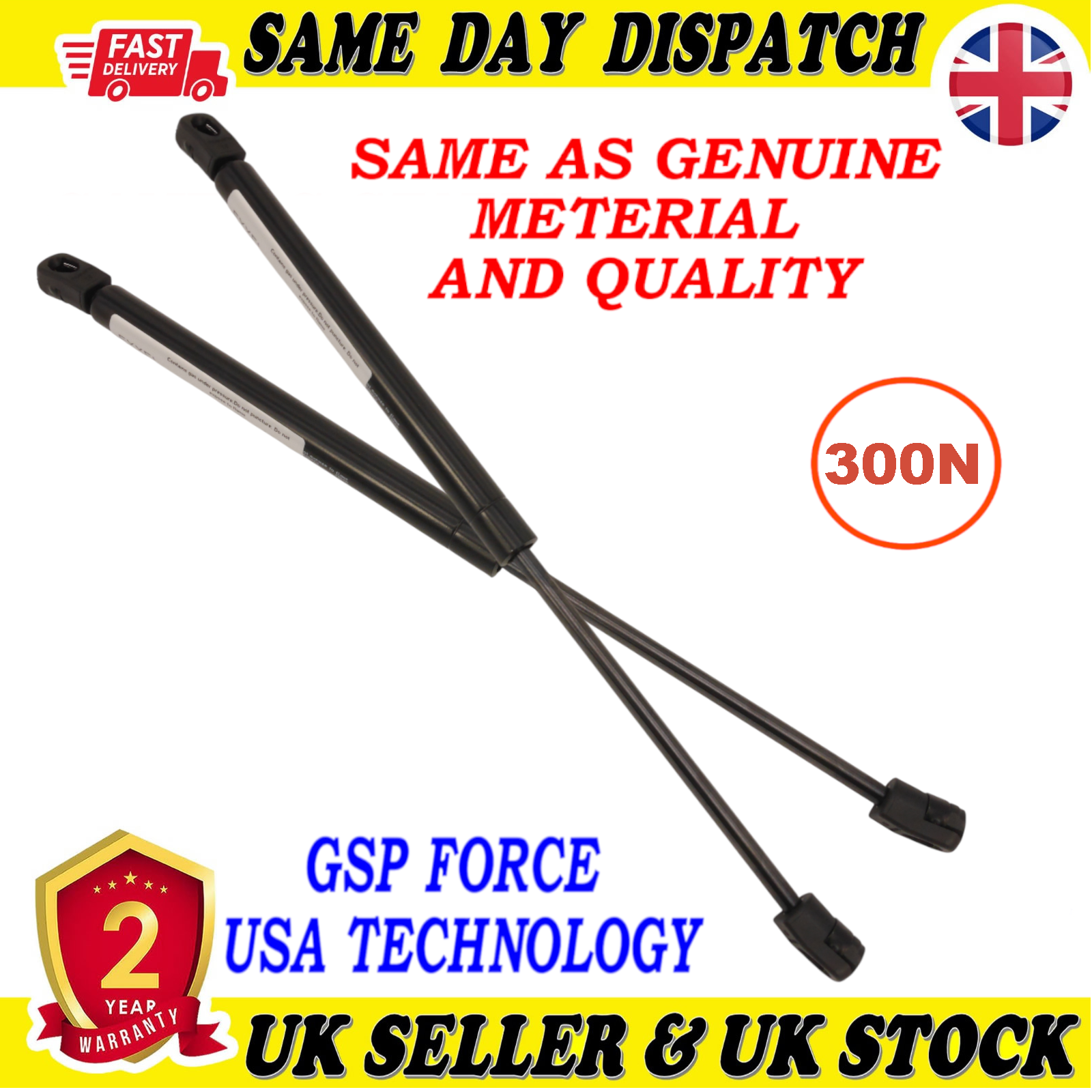 2X TAILGATE BOOT GAS STRUTS 300 Newton FOR ALFA ROMEO 156 60654724