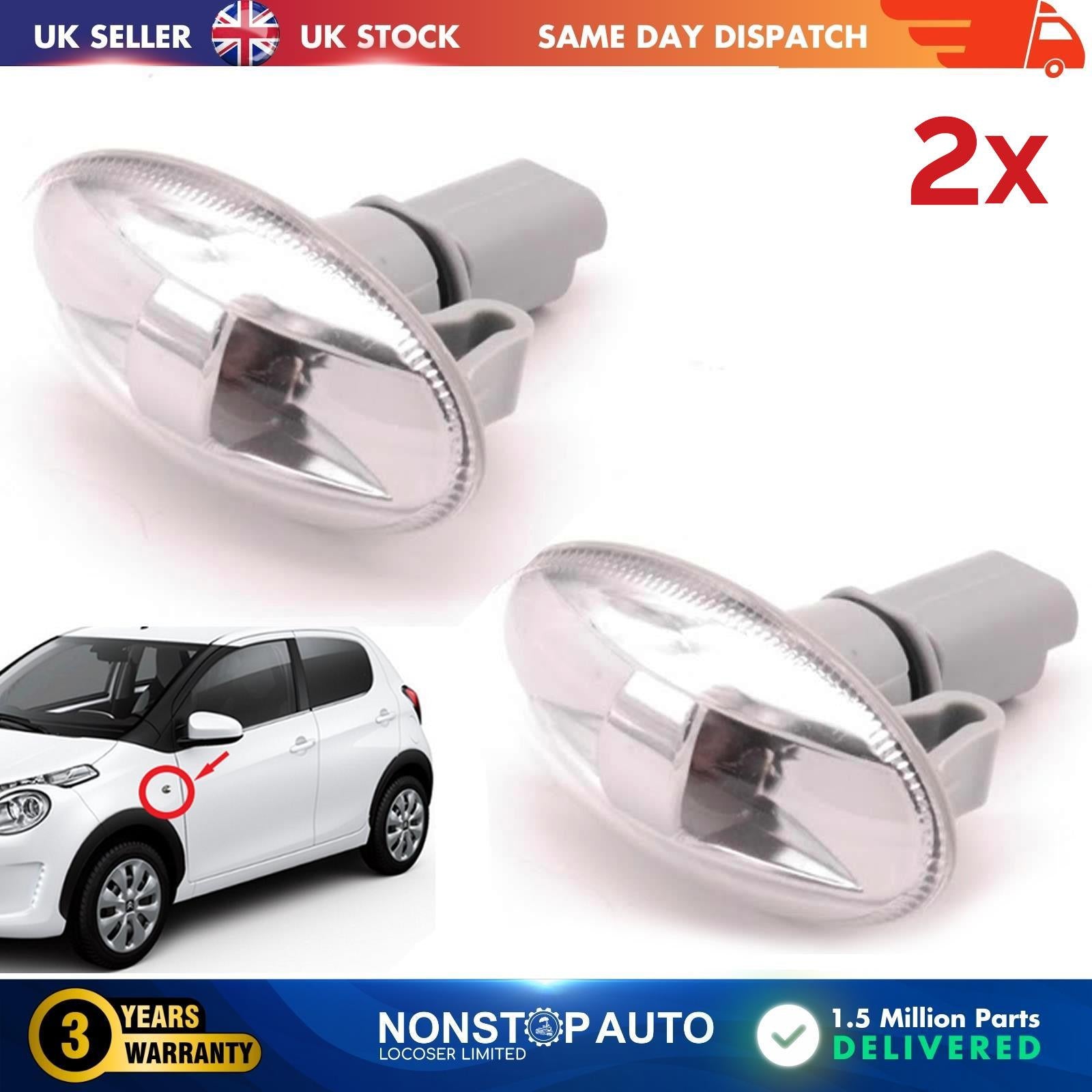 2X SIDE INDICATOR REPEATER LIGHT LAMP FOR CITROEN BERLINGO C-CROSSER C-ELYSEE C1 C2 C3 C4 C5 C6 Jumpy SPACETOURER Xsara VAUXHALL COMBO VIVARO ZAFIRA FIAT Scudo PEUGEOT 107 108 206 301 307 407 607 EXPERT PARTNER TRAVELLER TOYOTA AYGO PROACE  6325.G3