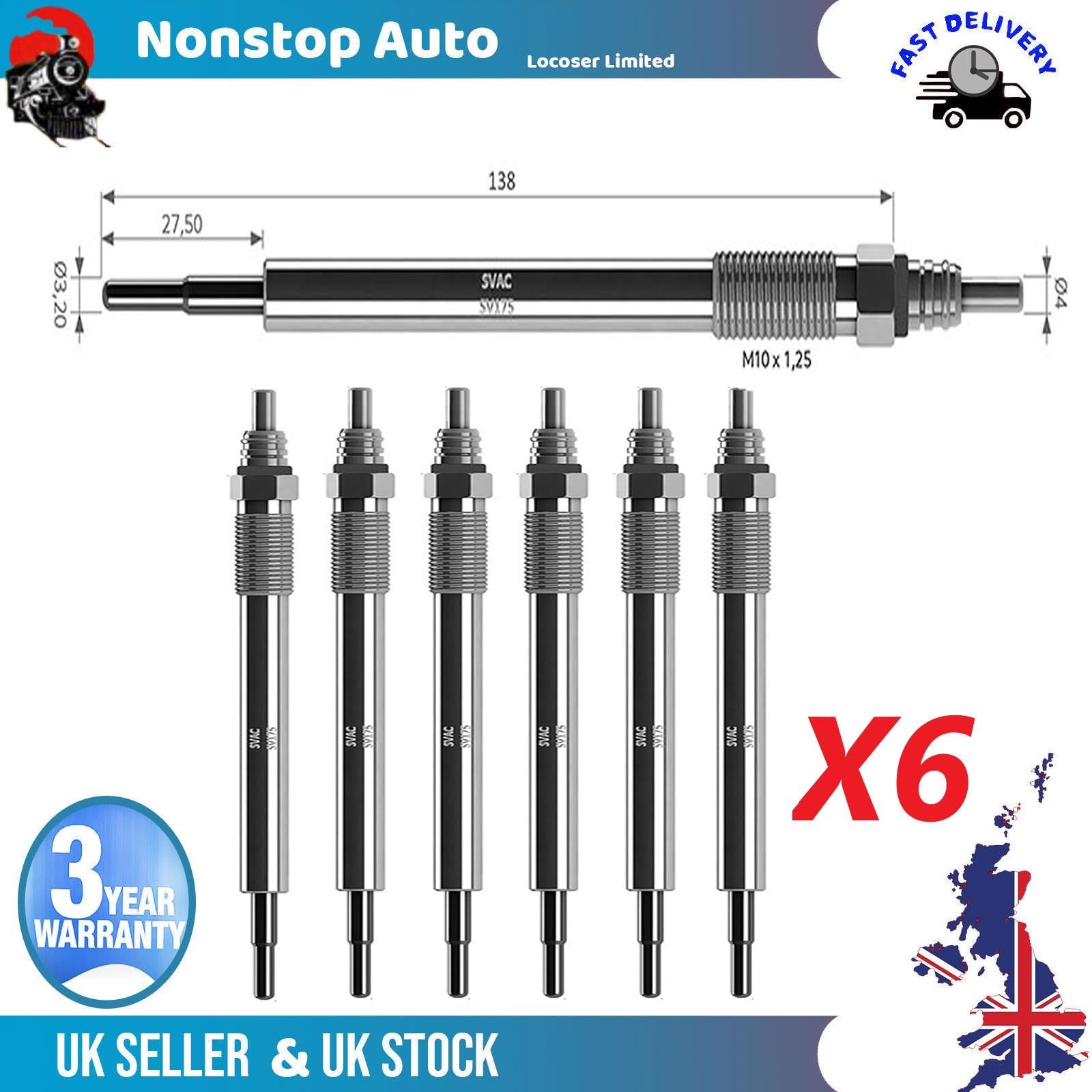 6X Glow Plugs For MITSUBISHI ASX Lancer VIII Outlander II III Pajero L200
